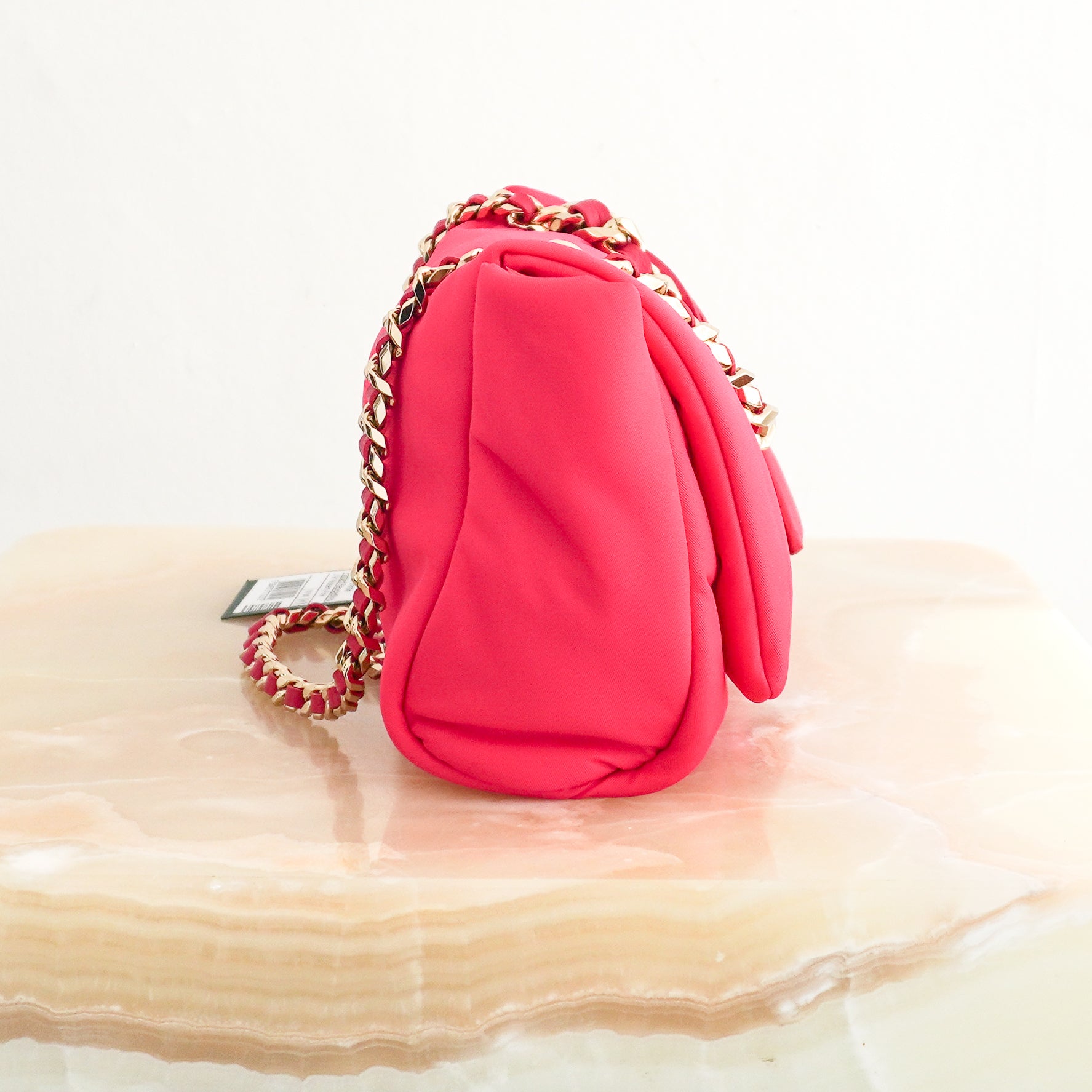 NEW Mulberry Pink Lily Top Handle Padded Recycled Nylon Shoulder Bag side photo chelsea london