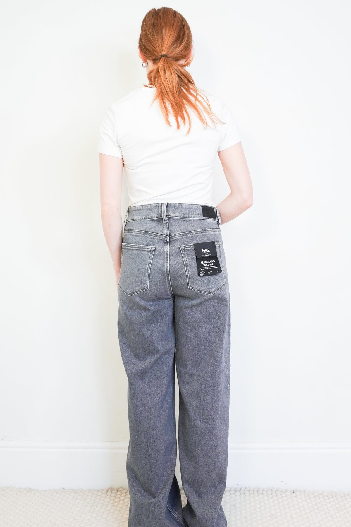 NEW PAIGE Sasha High-Rise Wide-Leg Jeans in Smokey Grey back photo chelsea london