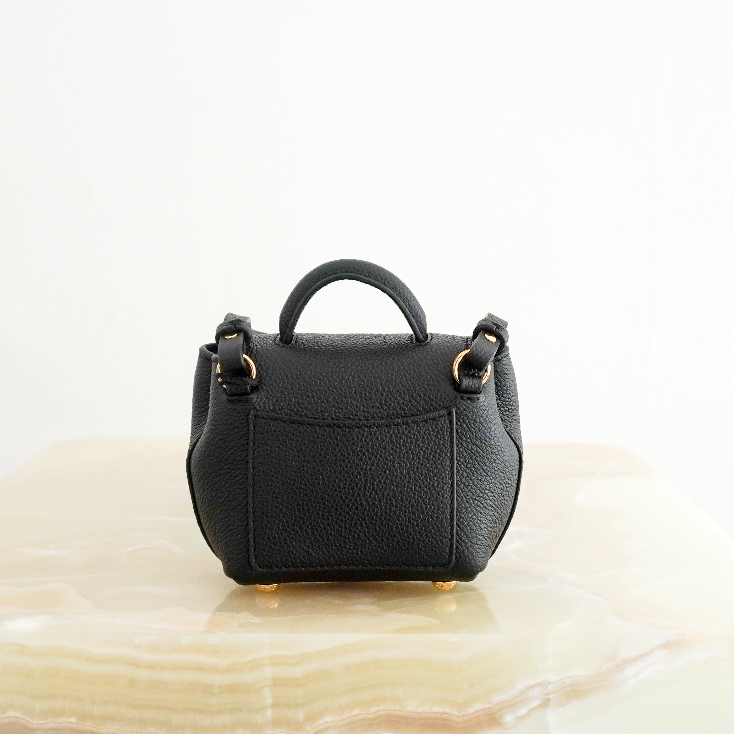 NEW Polène Numéro Un Micro Bag in Textured Black back photo chelsea london
