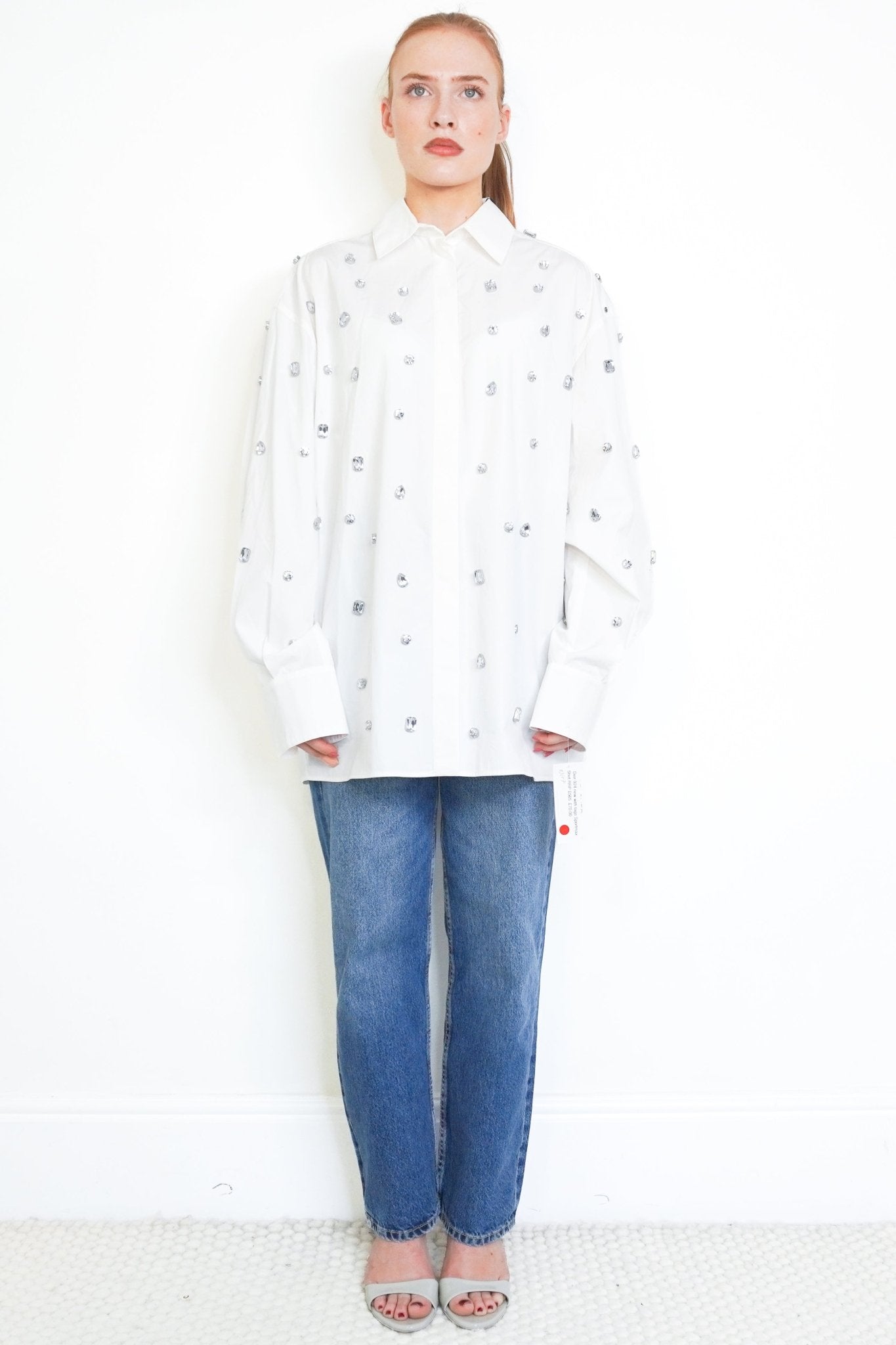 NEW Sportmax Nordica Crystal Embellished Shirt in White (RRP £565) | Authentic Preloved FINAL SALE - Reloved Again