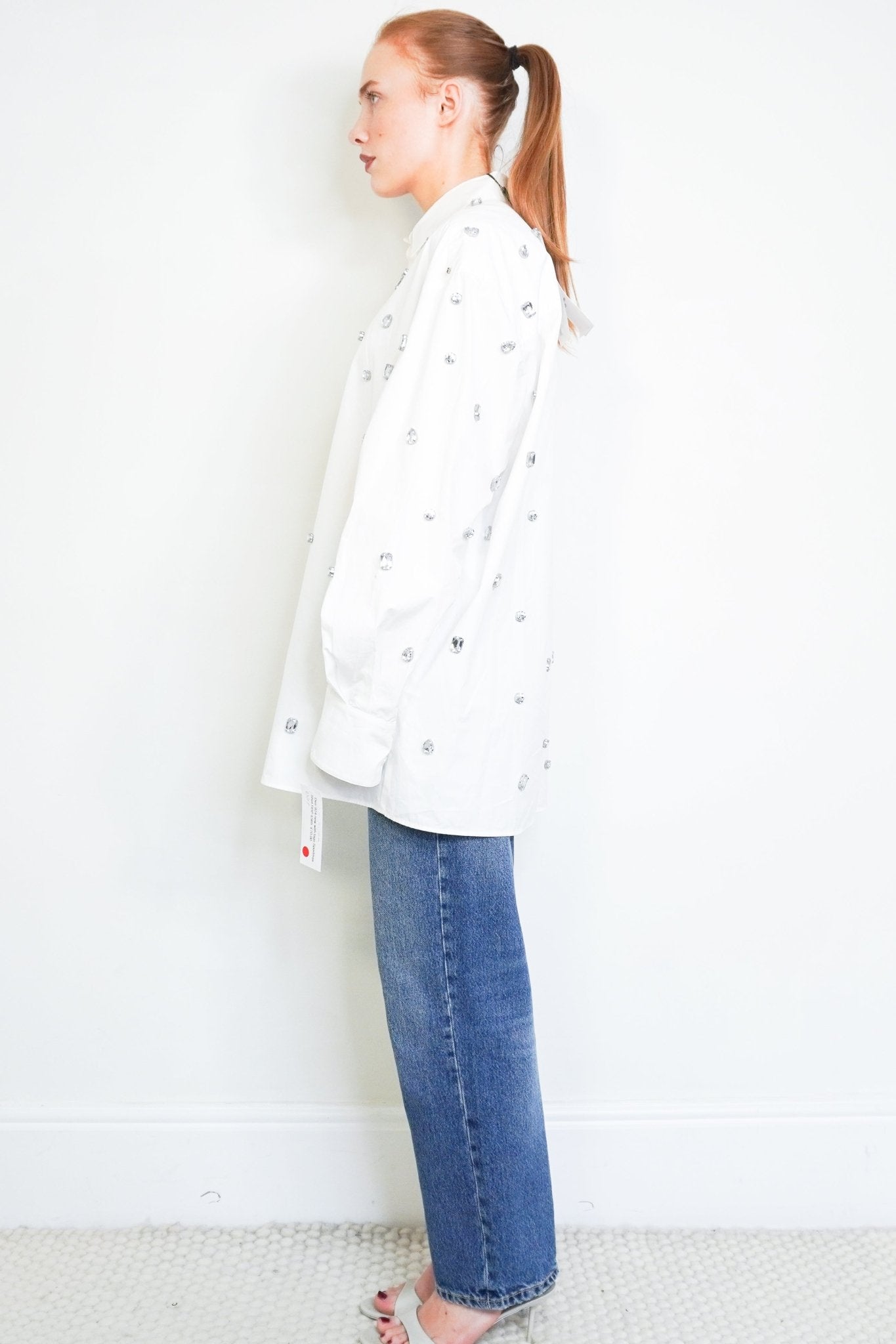 NEW Sportmax Nordica Crystal Embellished Shirt in White (RRP £565) | Authentic Preloved FINAL SALE - Reloved Again