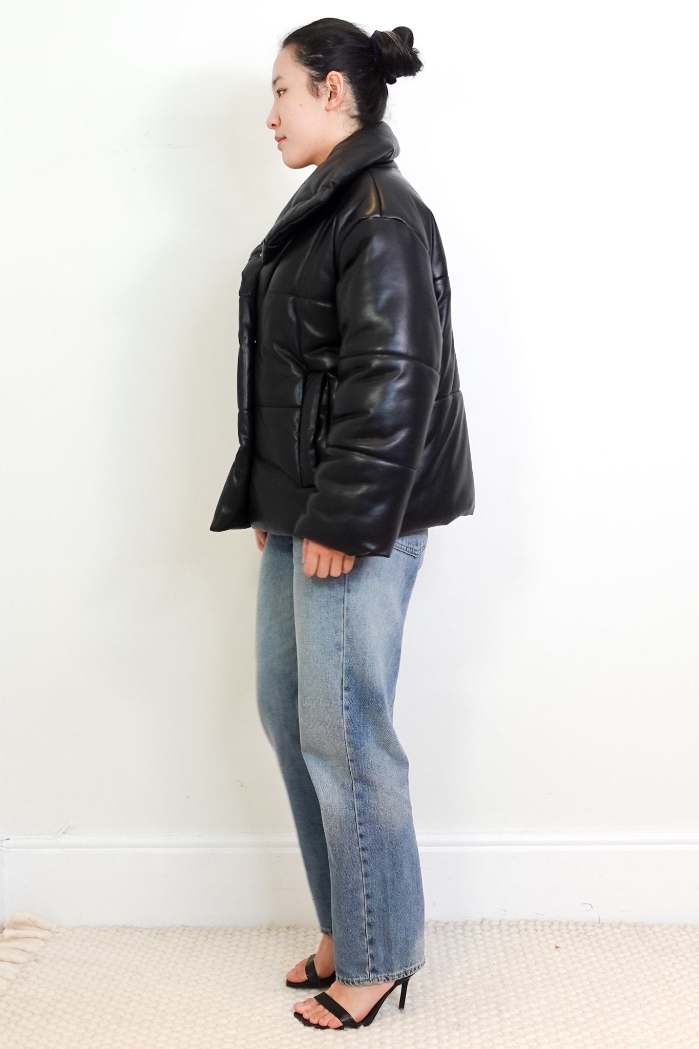 Nanushka Black Faux Leather Puffer Coat RRP £750 | Authentic Preloved - Reloved Again