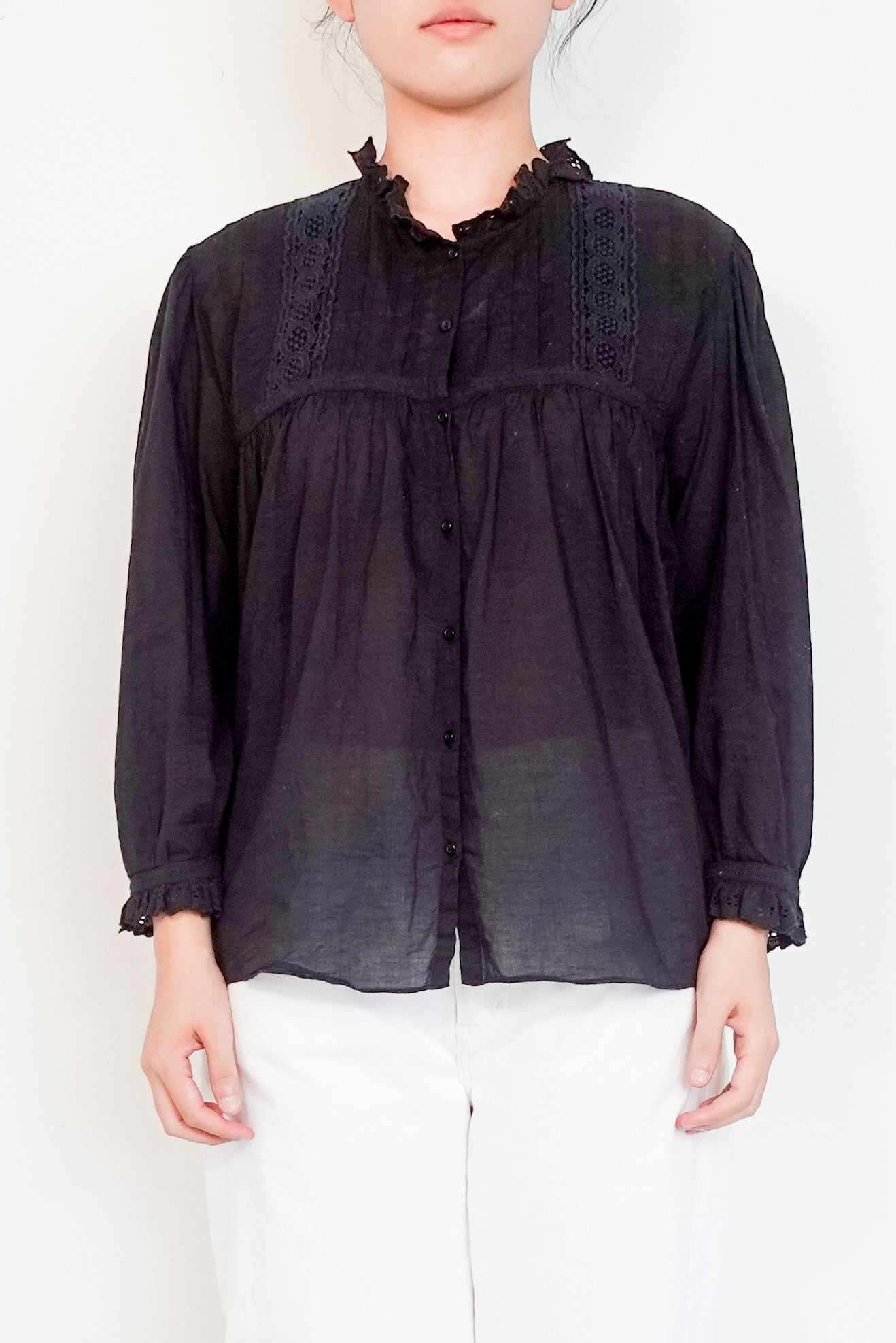 Nili-Lotan-Black-Buttoned-Blouse-Front-picture