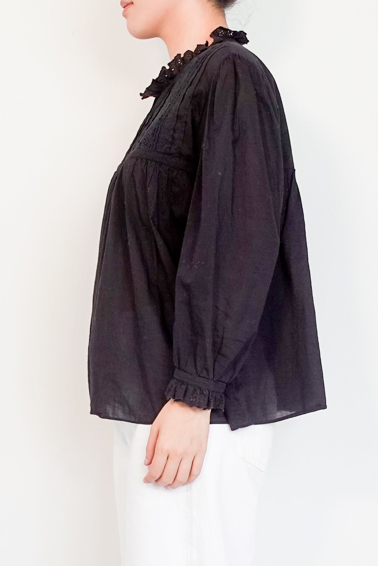 Nili-Lotan-Black-Buttoned-Blouse-side-picture