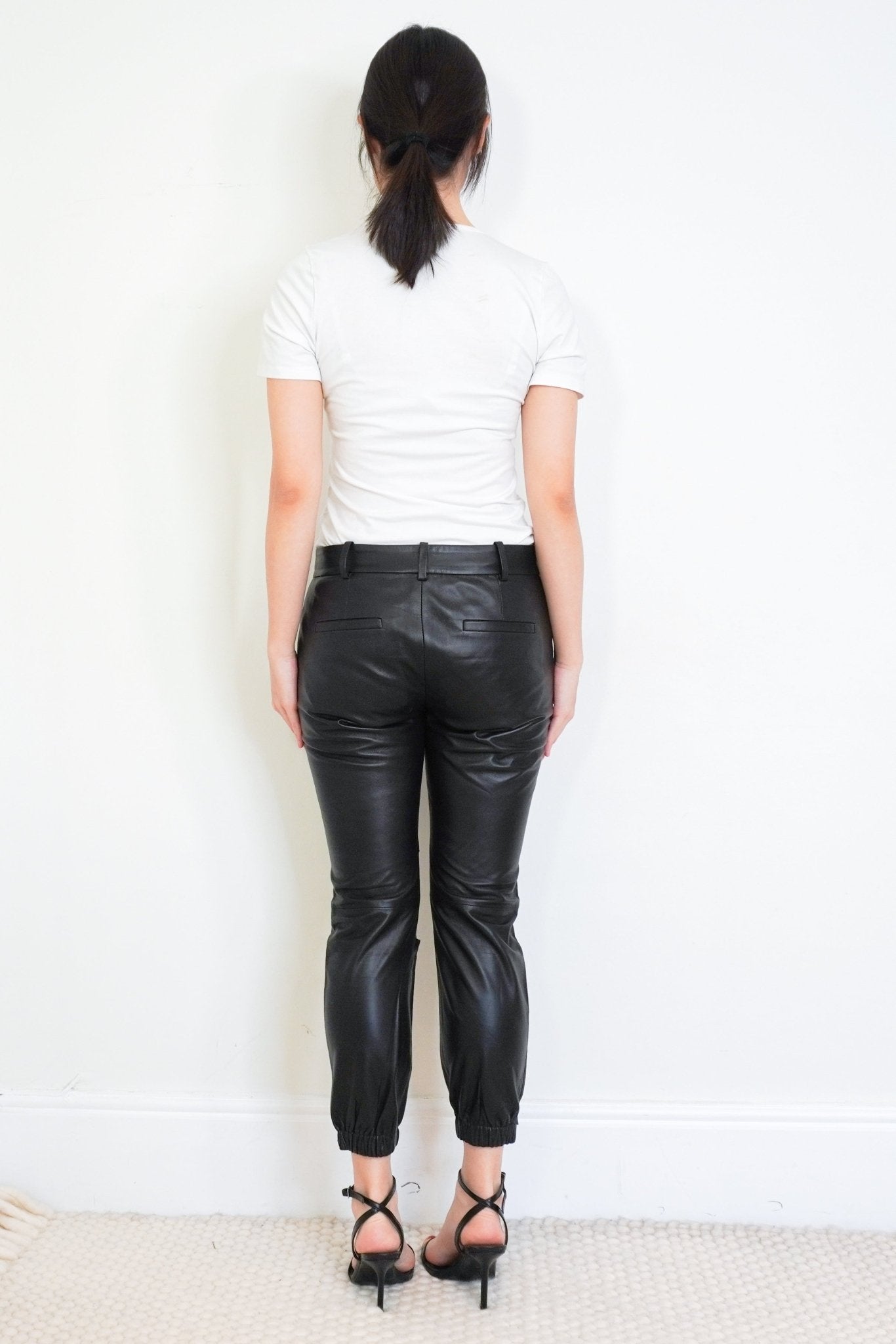 Nili Lotan Black Leather Joggers RRP £700 | Authentic Preloved - Reloved Again