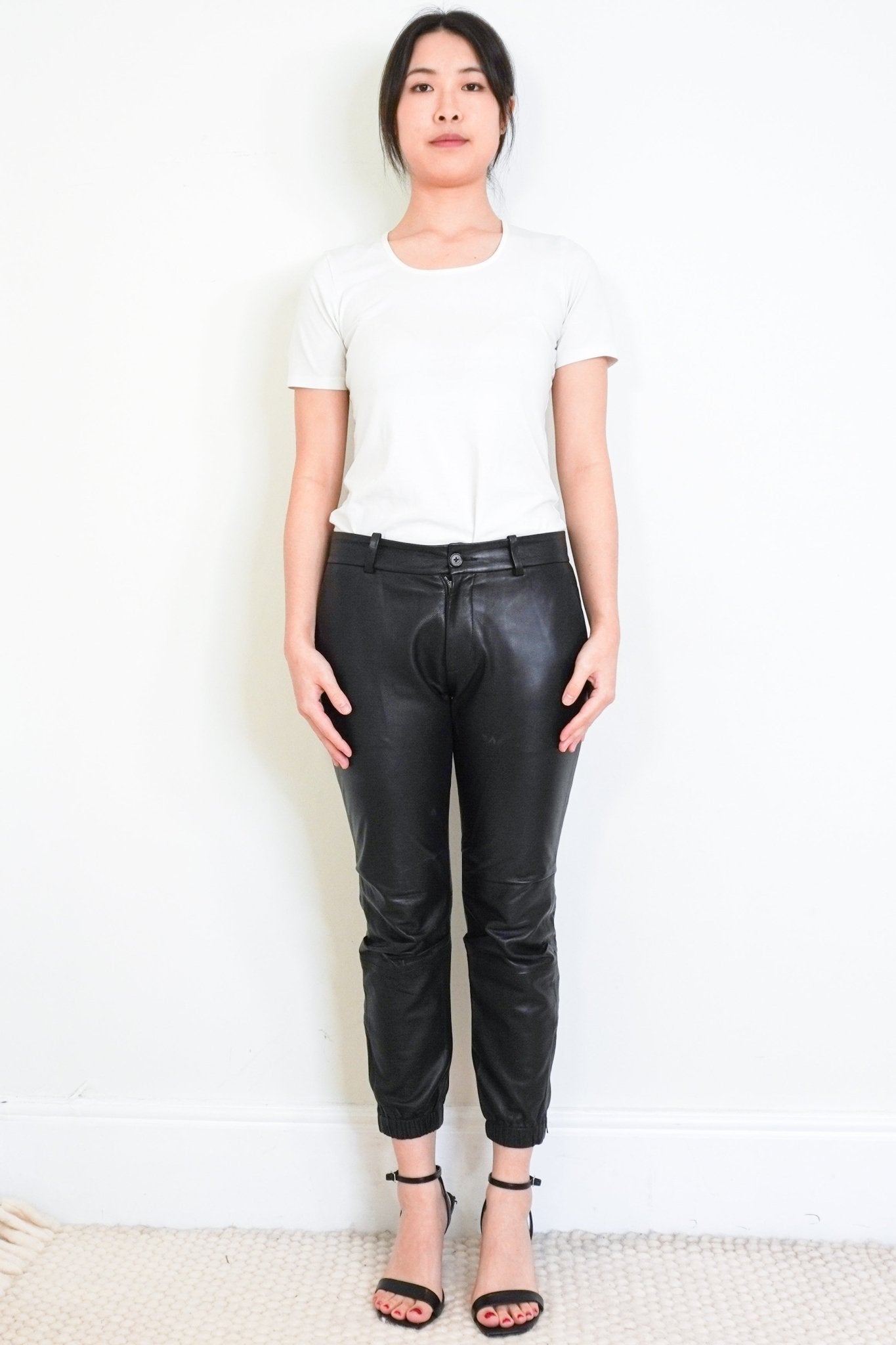 Nili Lotan Black Leather Joggers RRP £700 | Authentic Preloved - Reloved Again