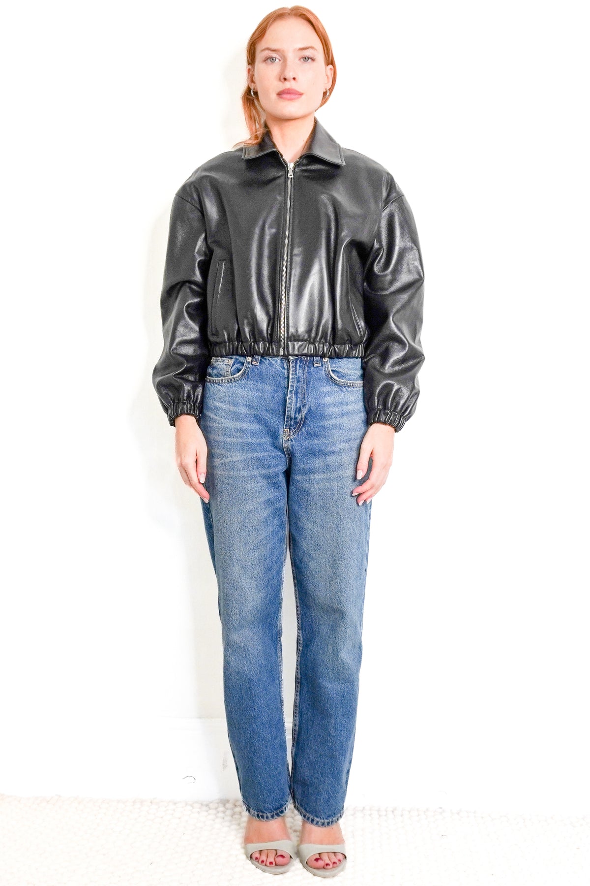 Nour Hammour Leather Bomber Jacket (RRP £1700) | Authentic Preloved front