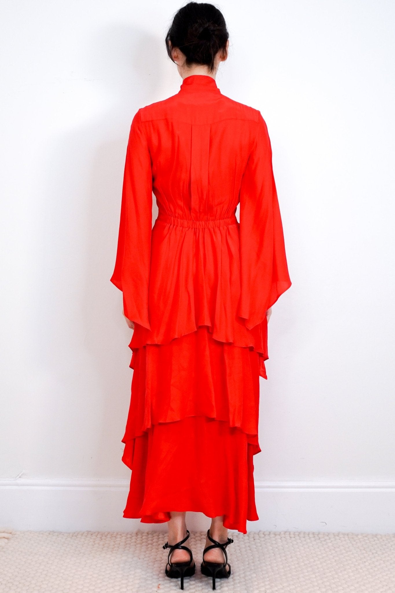 Osman London Red Silk Tiered Dress RRP £300 | Authentic Preloved - Reloved Again