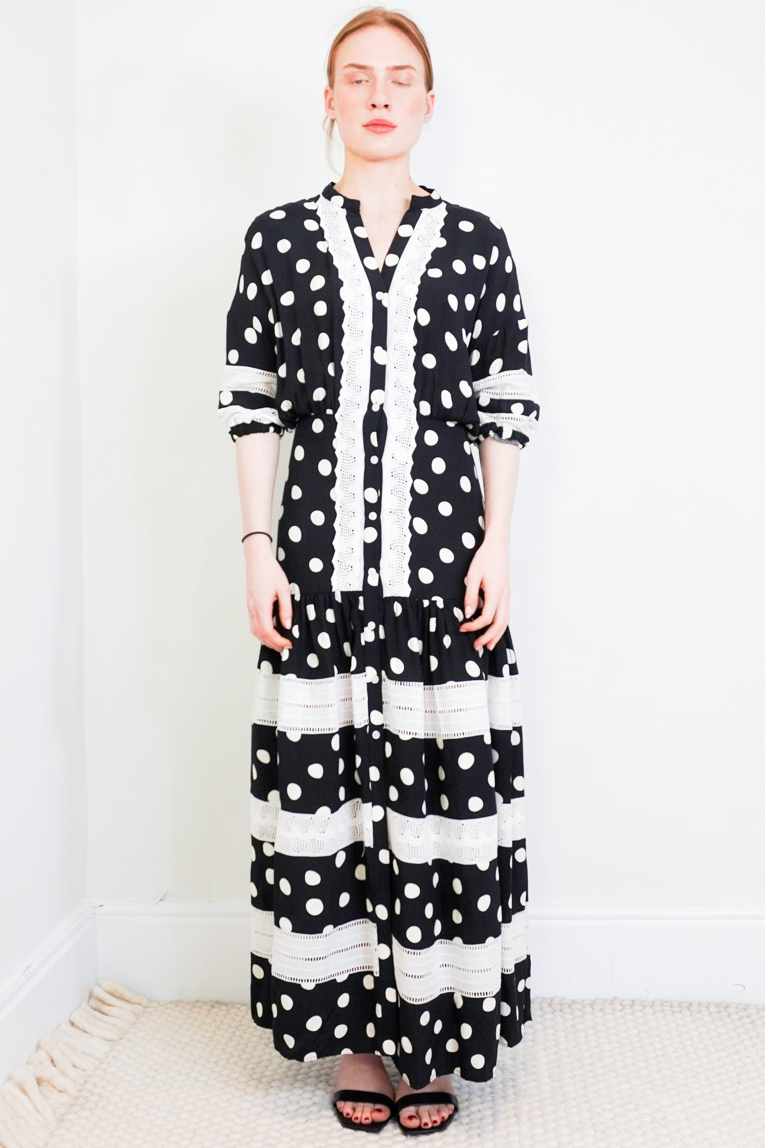 Paper-London-Polkadot-Black-Maxi-Dress-Front-Picture-Chelsea-London