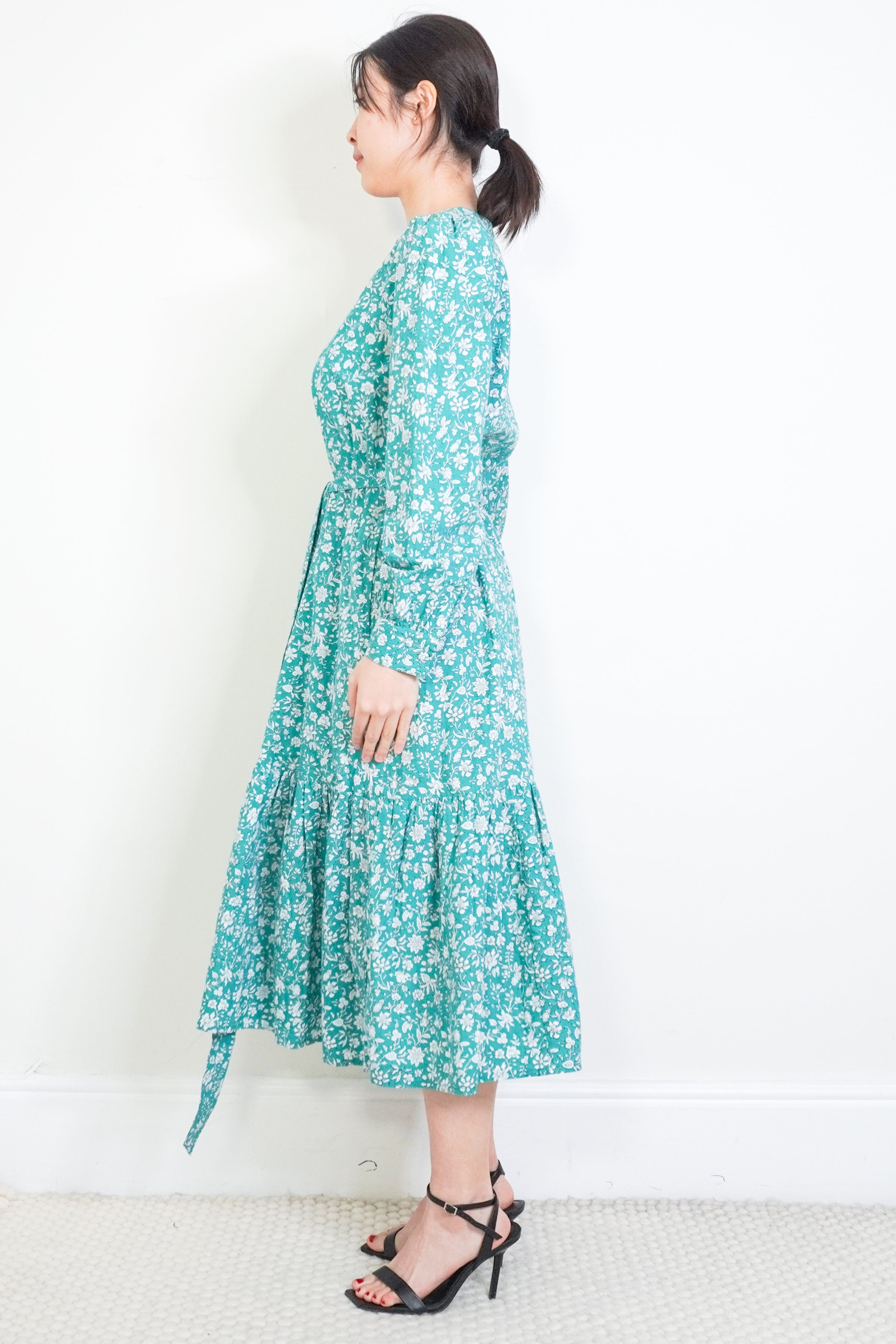 Pink-City-Prints-Green-Floral-Dress-side-picture-Chelsea-London