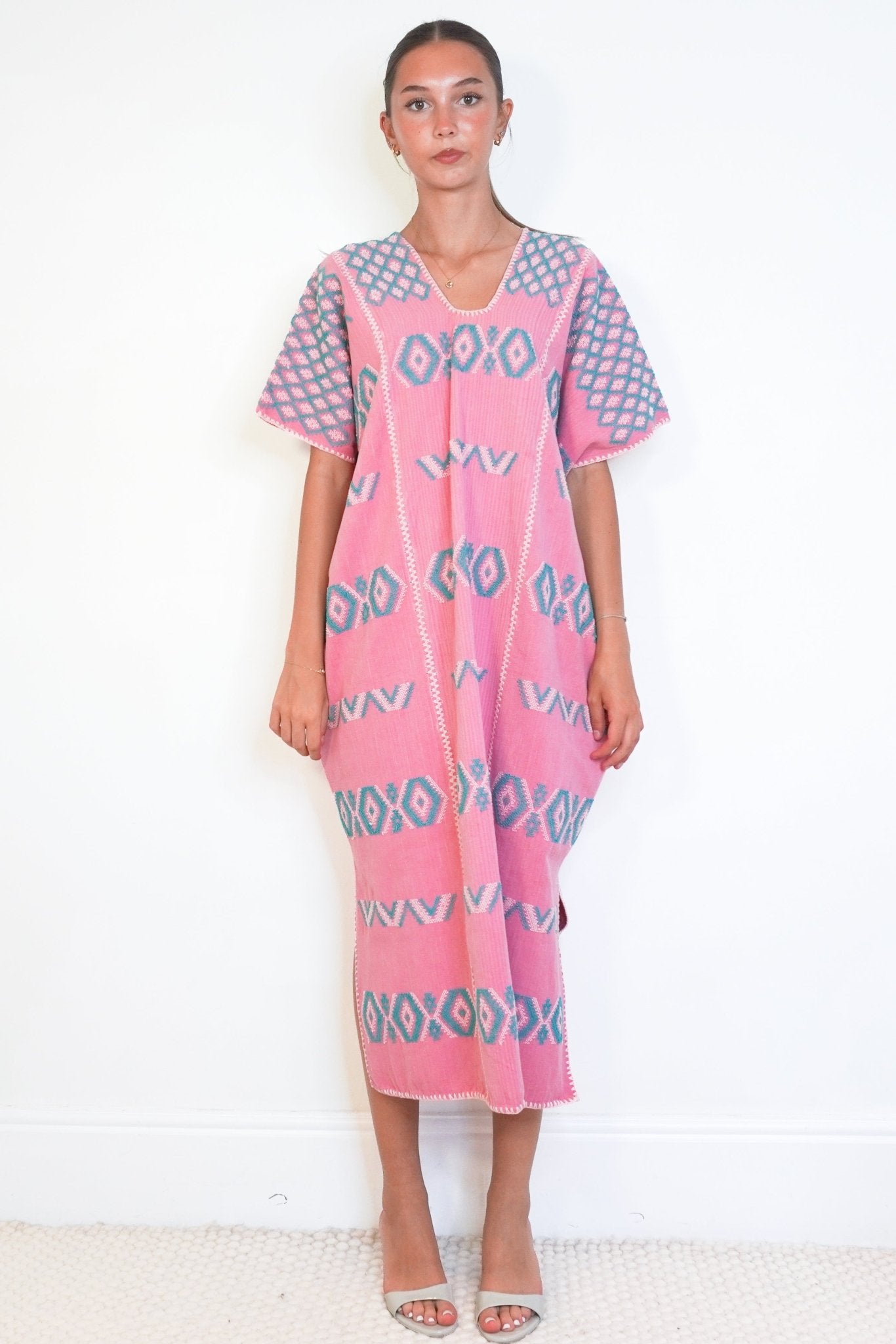 Pippa Holt Kaftan No.518 Pink & Green Three-Panel Kaftan (RRP £761) | Authentic and Preloved - Reloved Again