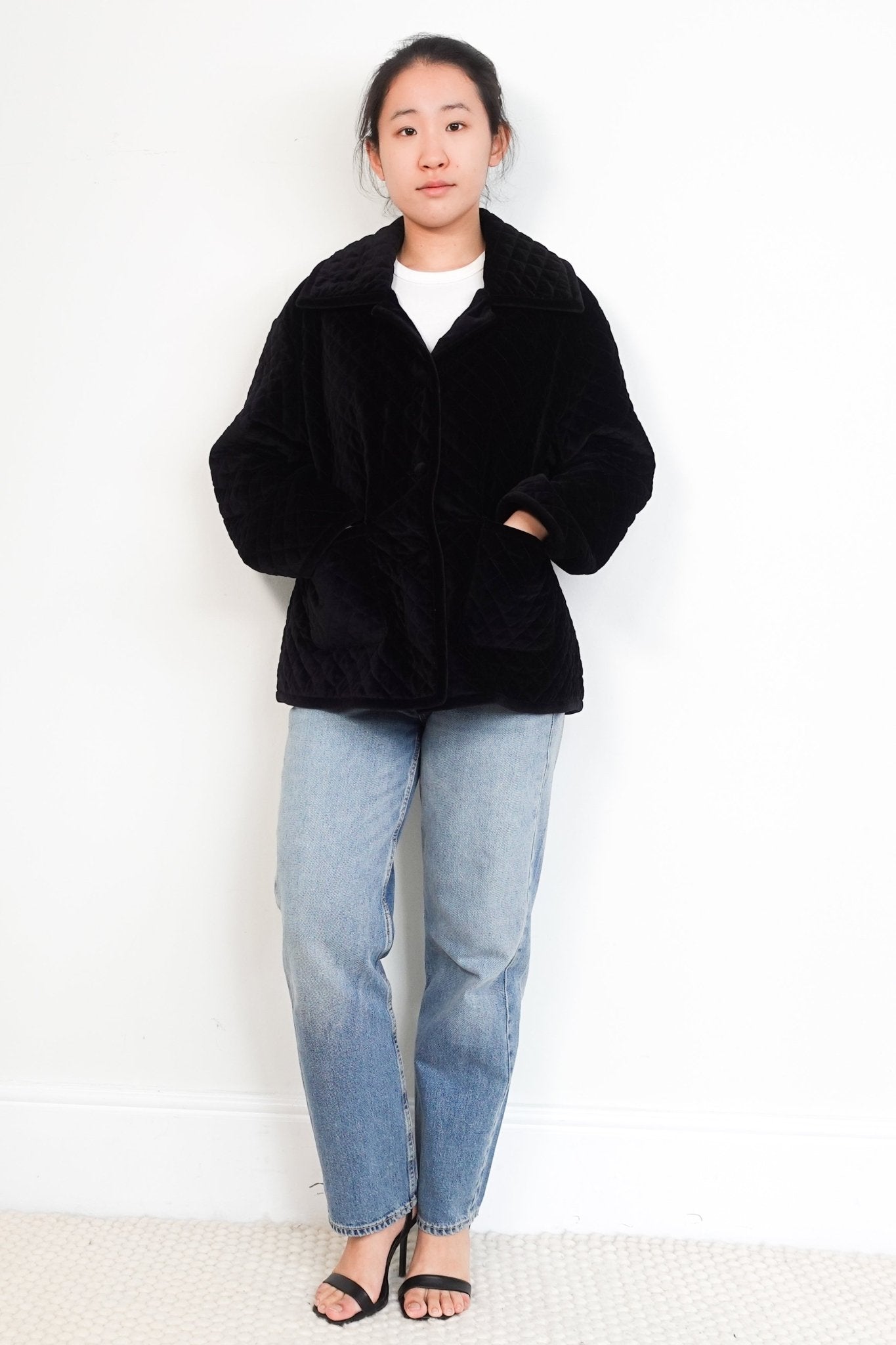 Posse Black Velvet Quilted Markey Padded Jacket RRP £600 | Authentic Preloved - Reloved Again