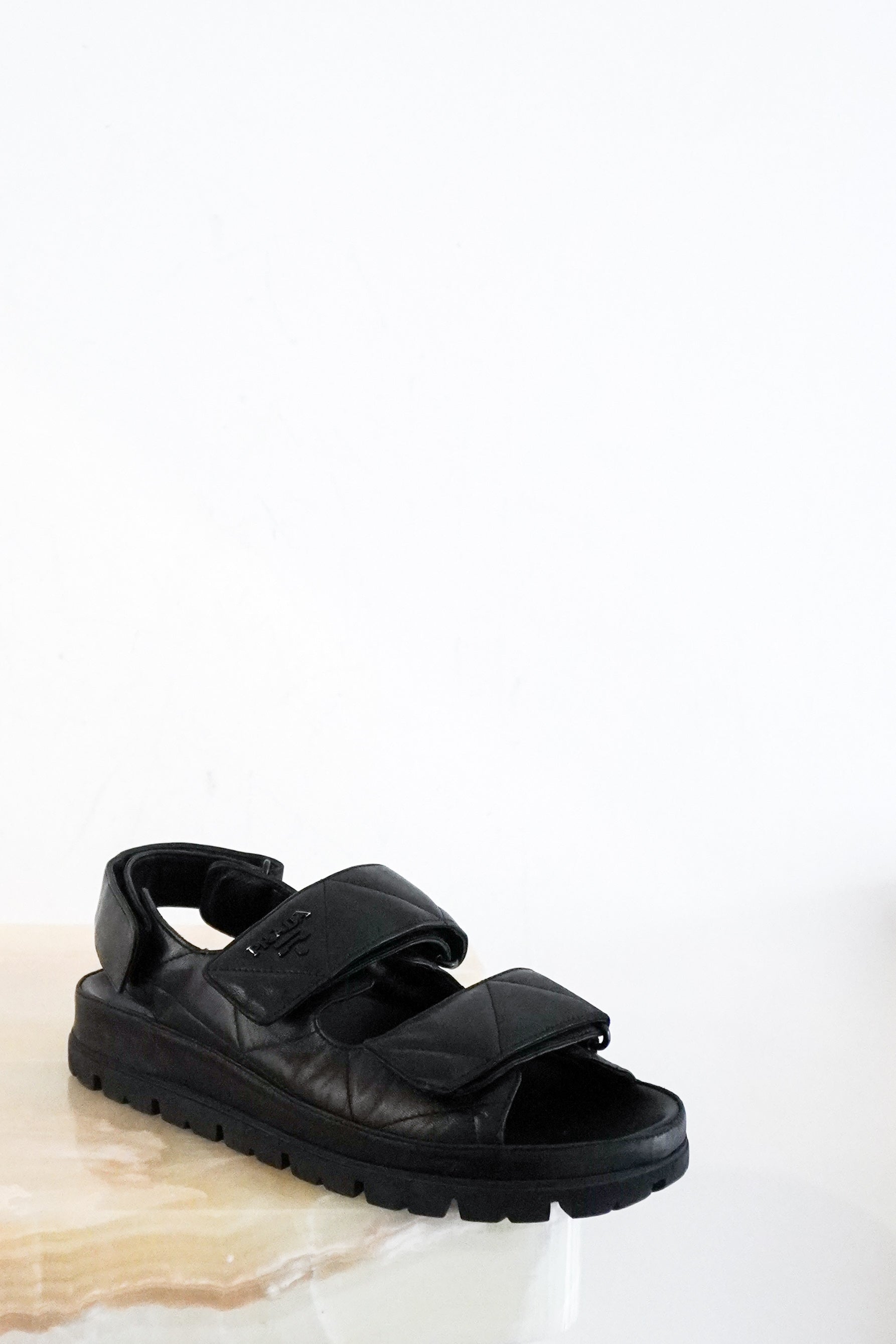 Prada-Black-Quilted-Dad-Sandals-front-picture-Chelsea-London
