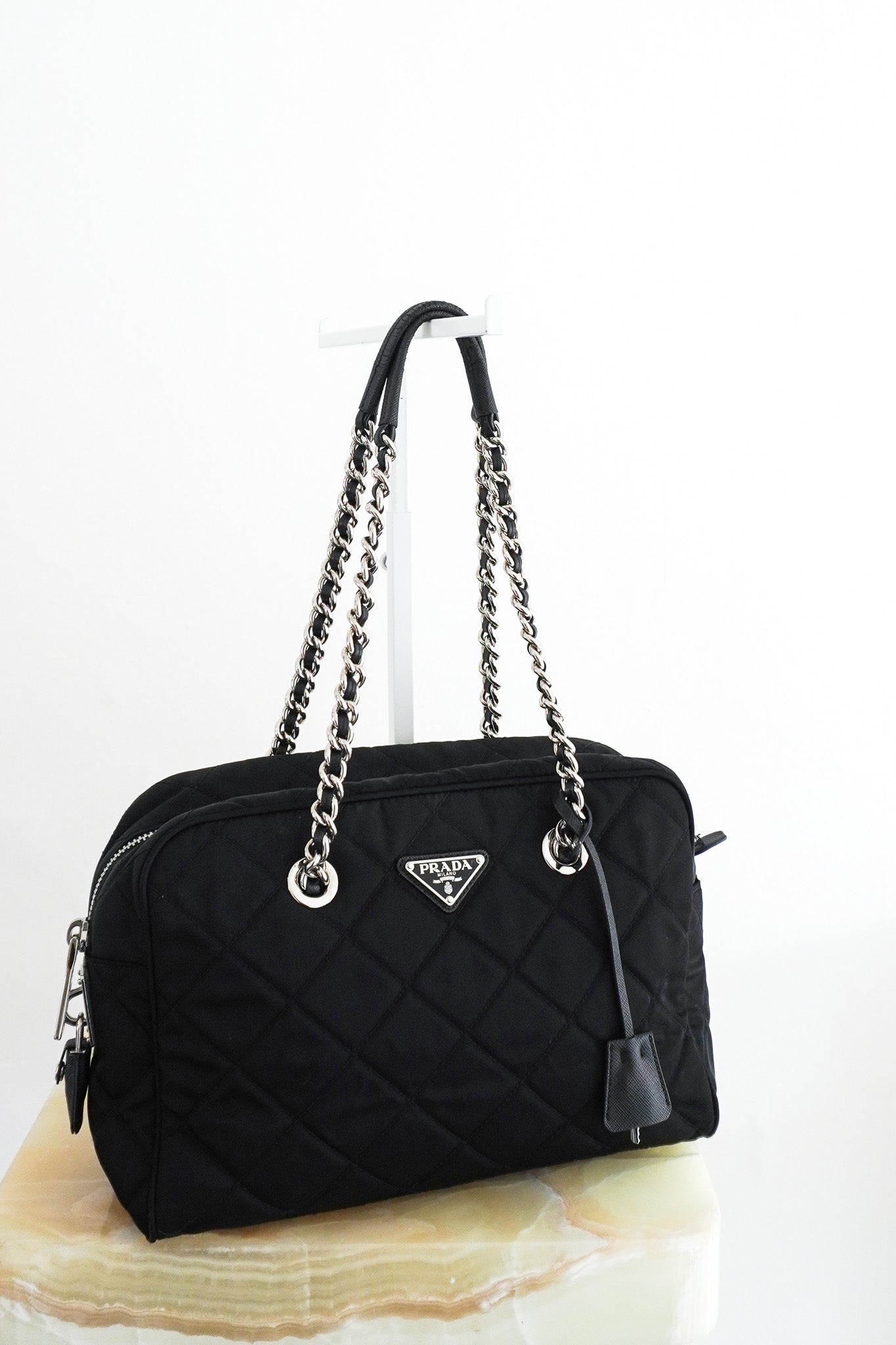 Prada Black Tessuto Impuntu Nylon quilted shoulder Bag RRP £2100 | Authentic Preloved - Reloved Again