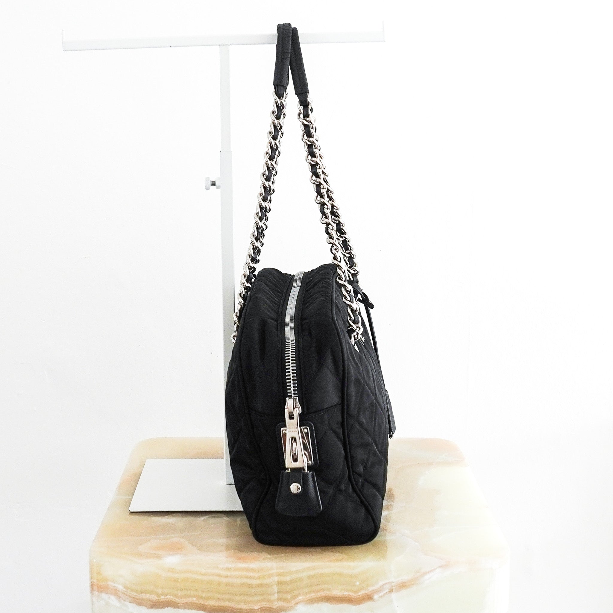 Prada Black Tessuto Impuntu Nylon quilted shoulder Bag RRP £2100 | Authentic Preloved - Reloved Again