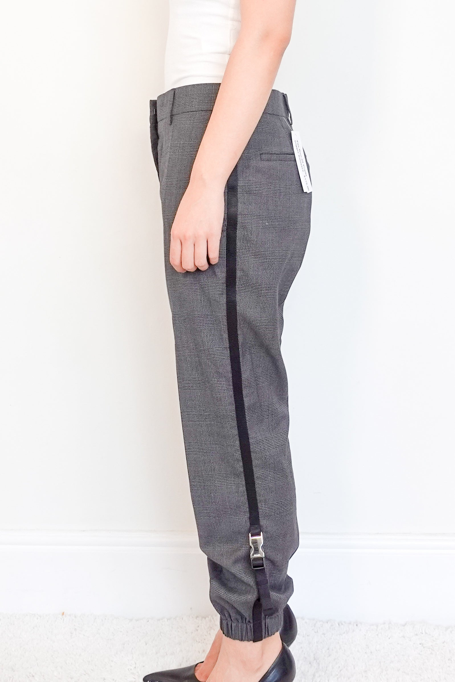 Prada-Grey-Herringbone-Cuffed-Jogger-Trousers-with-Metal-Buckles-side-picture