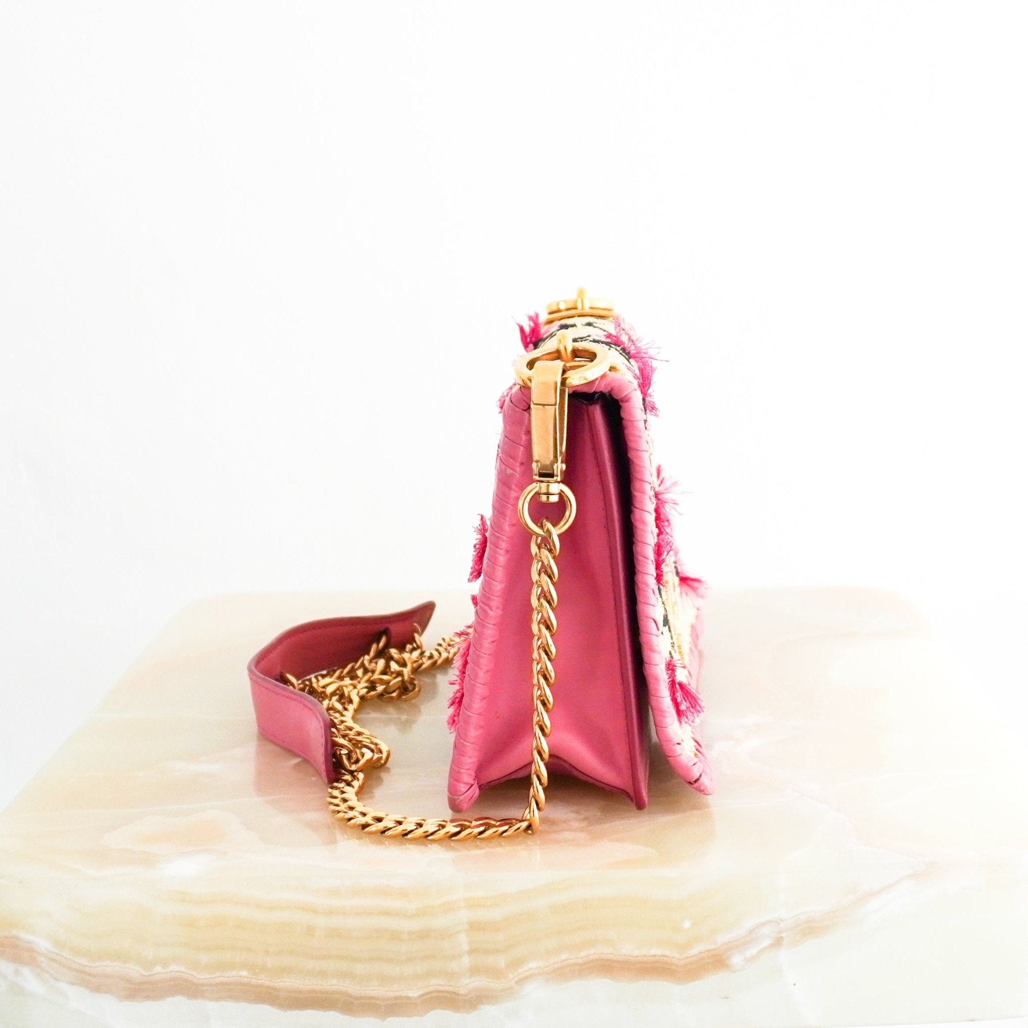 Prada Pink Floral Raffia Paglia Ricamo Crossbody Bag RRP £1150 | Authentic Preloved - Reloved Again