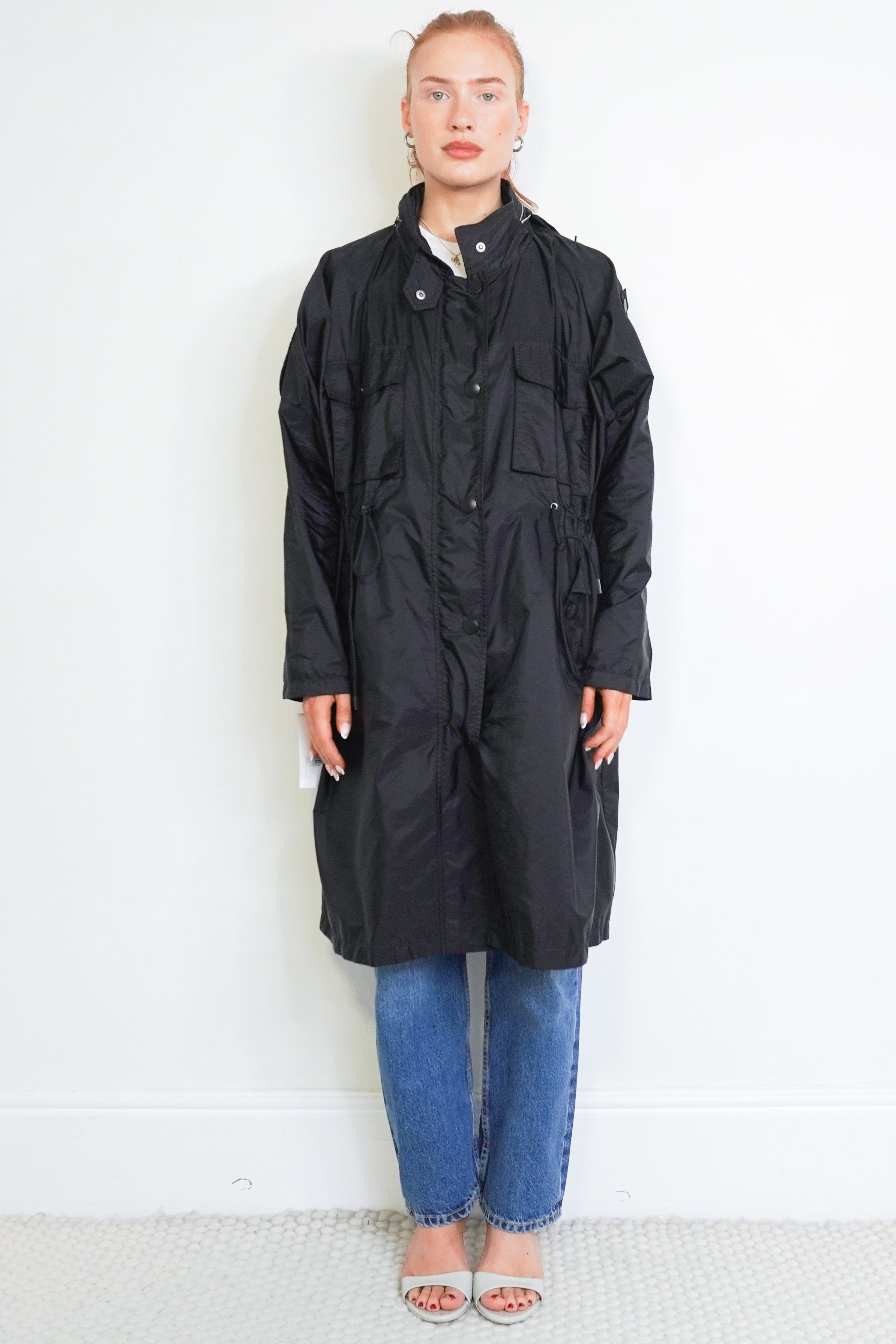 Prada Black Nylon Hooded Rain Jacket front photo chelsea london