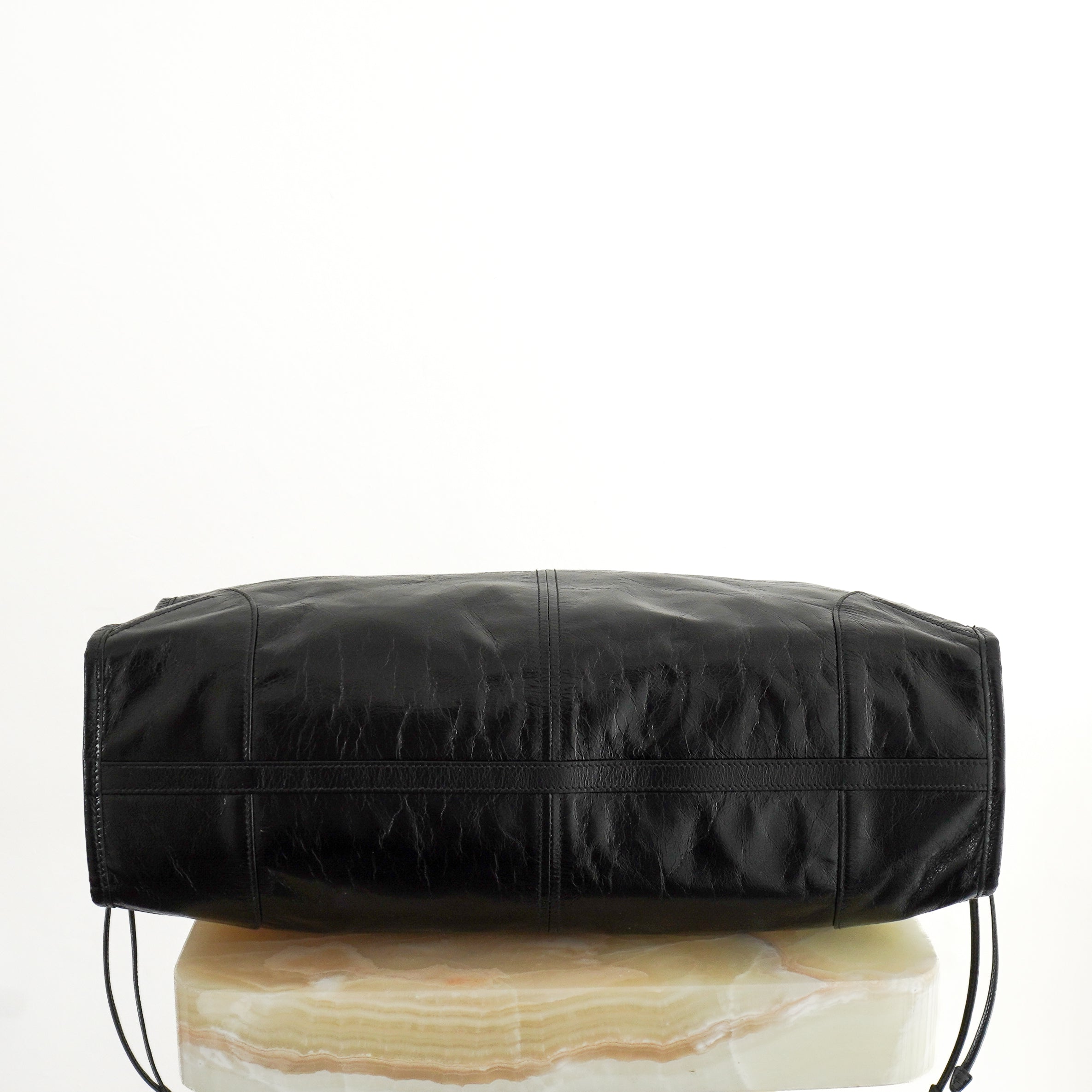 Prada Bonnie Extra-Large Leather Bag in Black bottom photo chelsea london