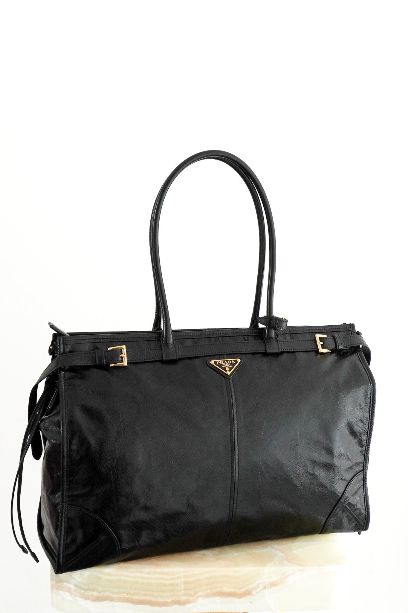 Prada Bonnie Extra-Large Leather Bag in Black (RRP £2700) | Authentic Preloved - Reloved Again