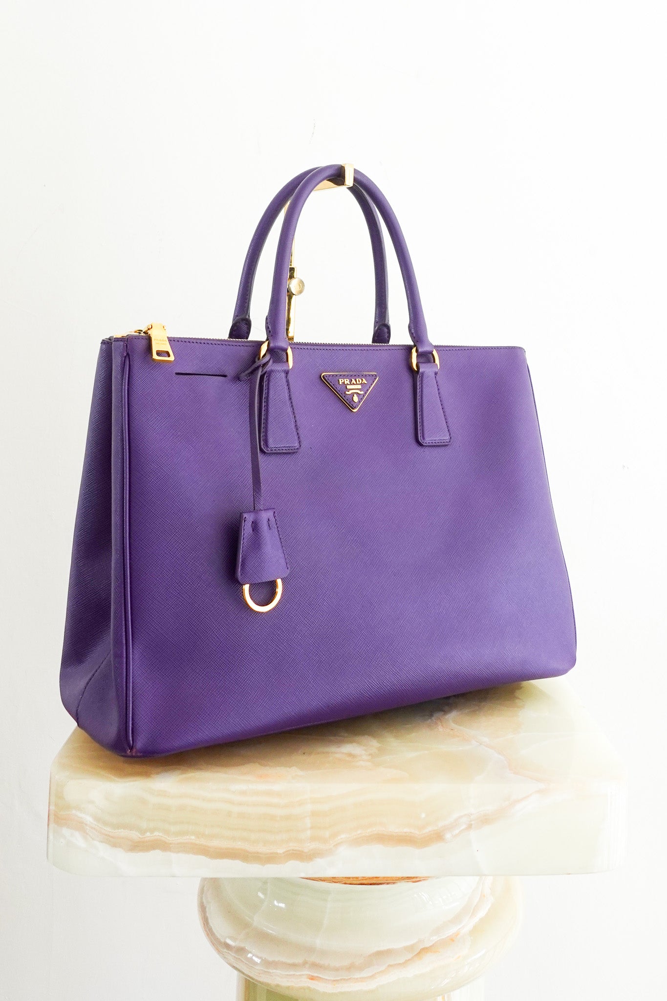 Prada Galleria Double Flap Tote Purple Saffiano RRP £3.5k | Authentic Preloved