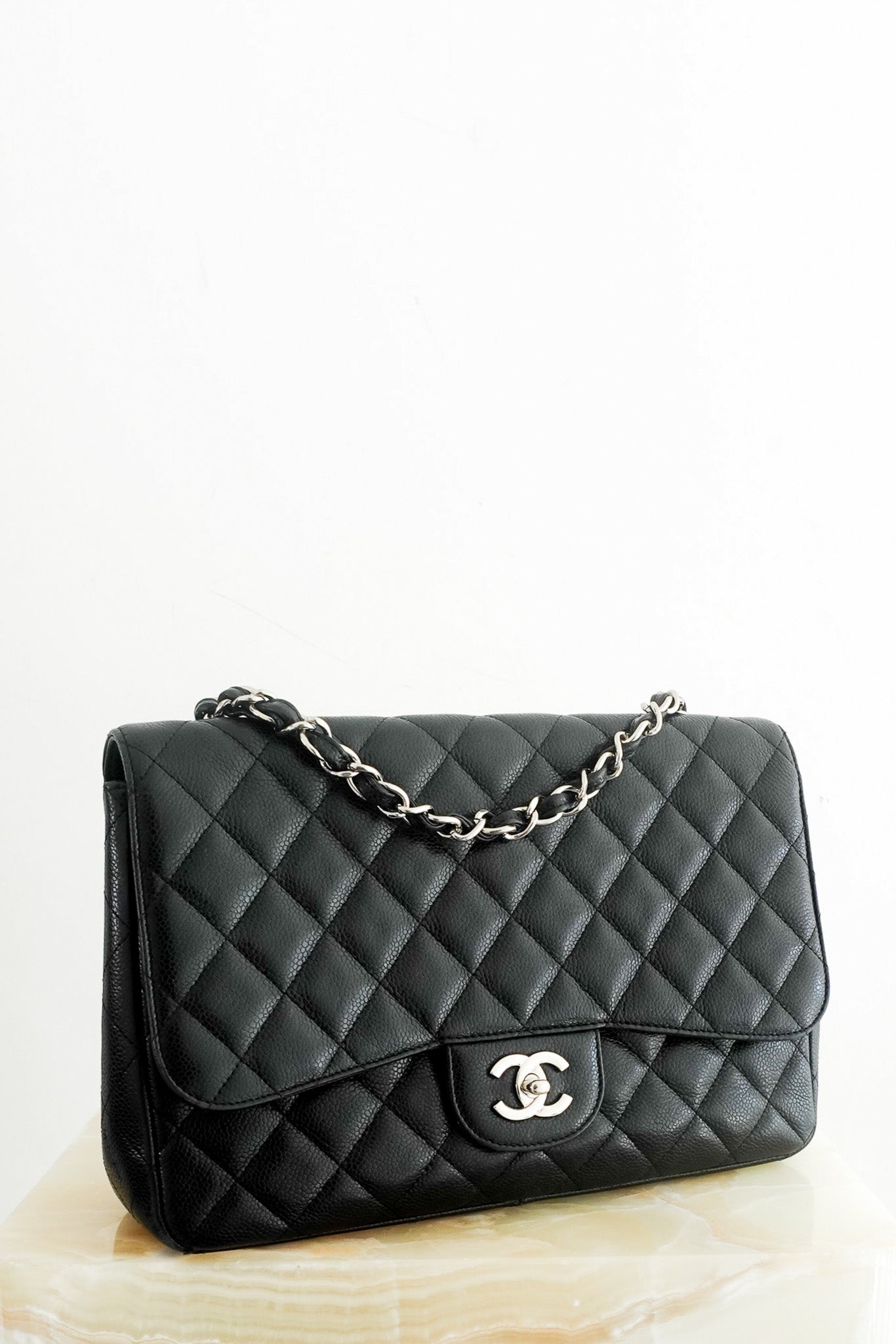 Chanel Jumbo Classic Single Flap Bag – Black Caviar Leather RRP £9,500 | Authentic Preloved