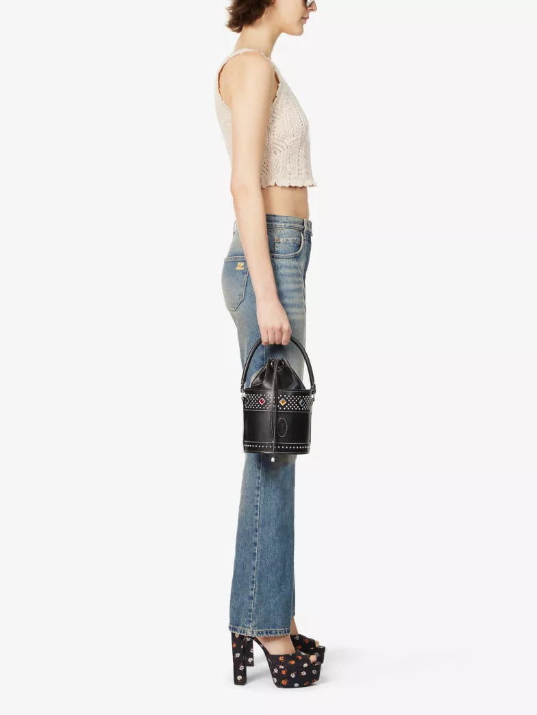 Saint Laurent Bahia Small Embellished Leather Bucket Bag in Black (RRP £2100) | Authentic Preloved