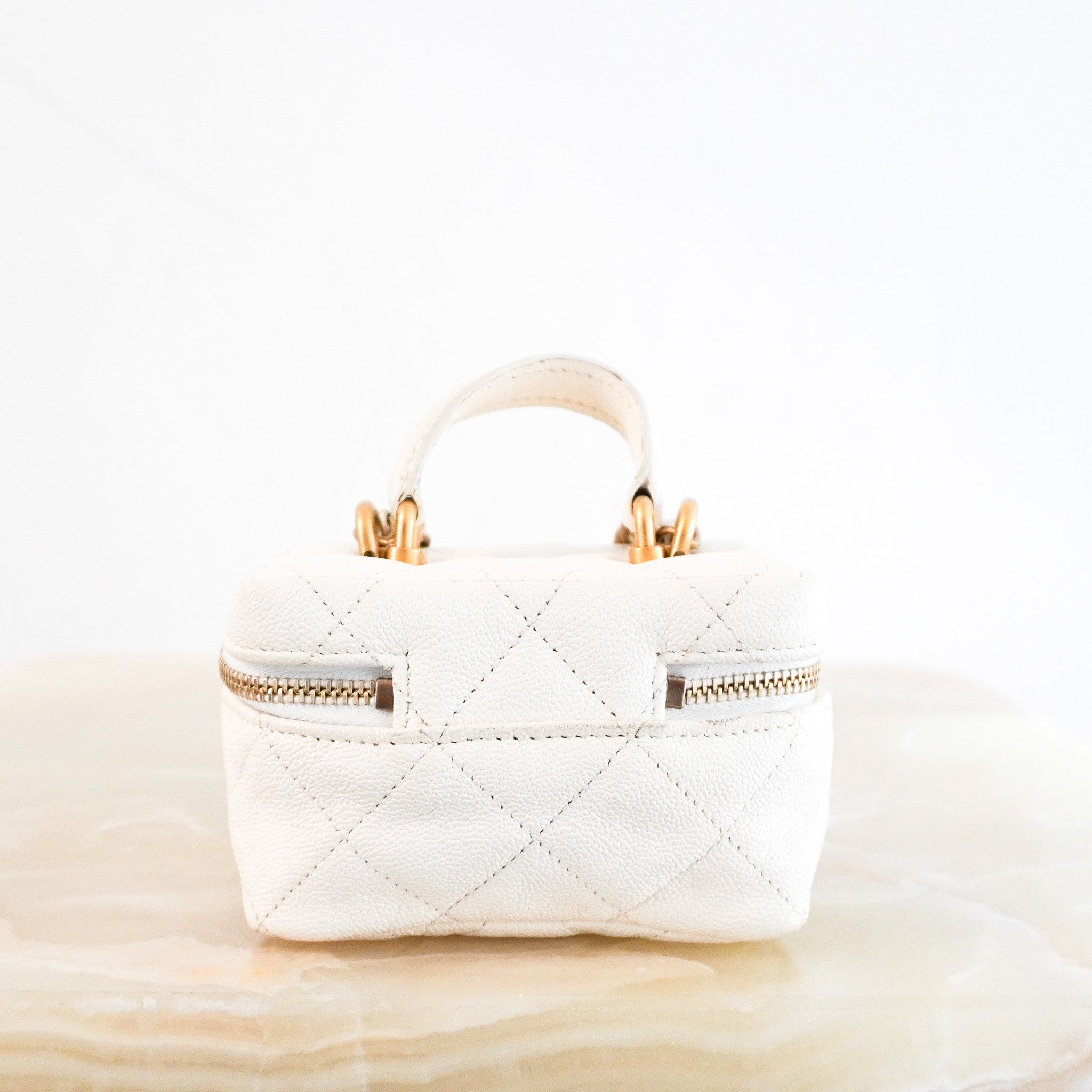 RARE Chanel Caviar Mini Vanity Bag in White RRP £2210 | Authentic Preloved - Reloved Again