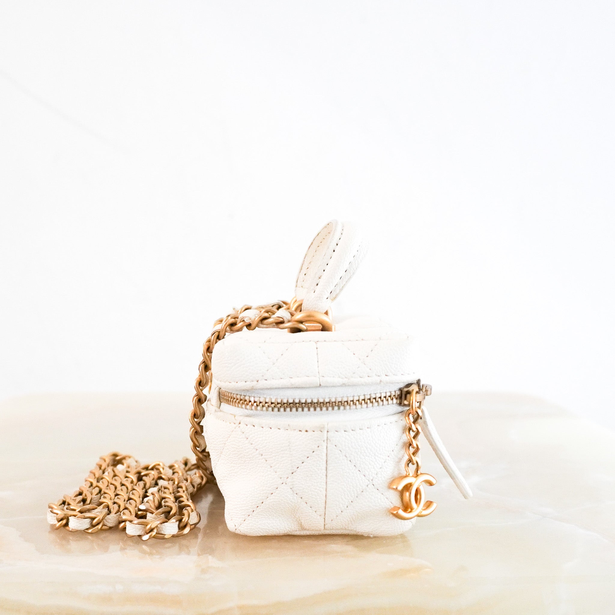 RARE Chanel Caviar Mini Vanity Bag in White RRP £2210 | Authentic Preloved - Reloved Again