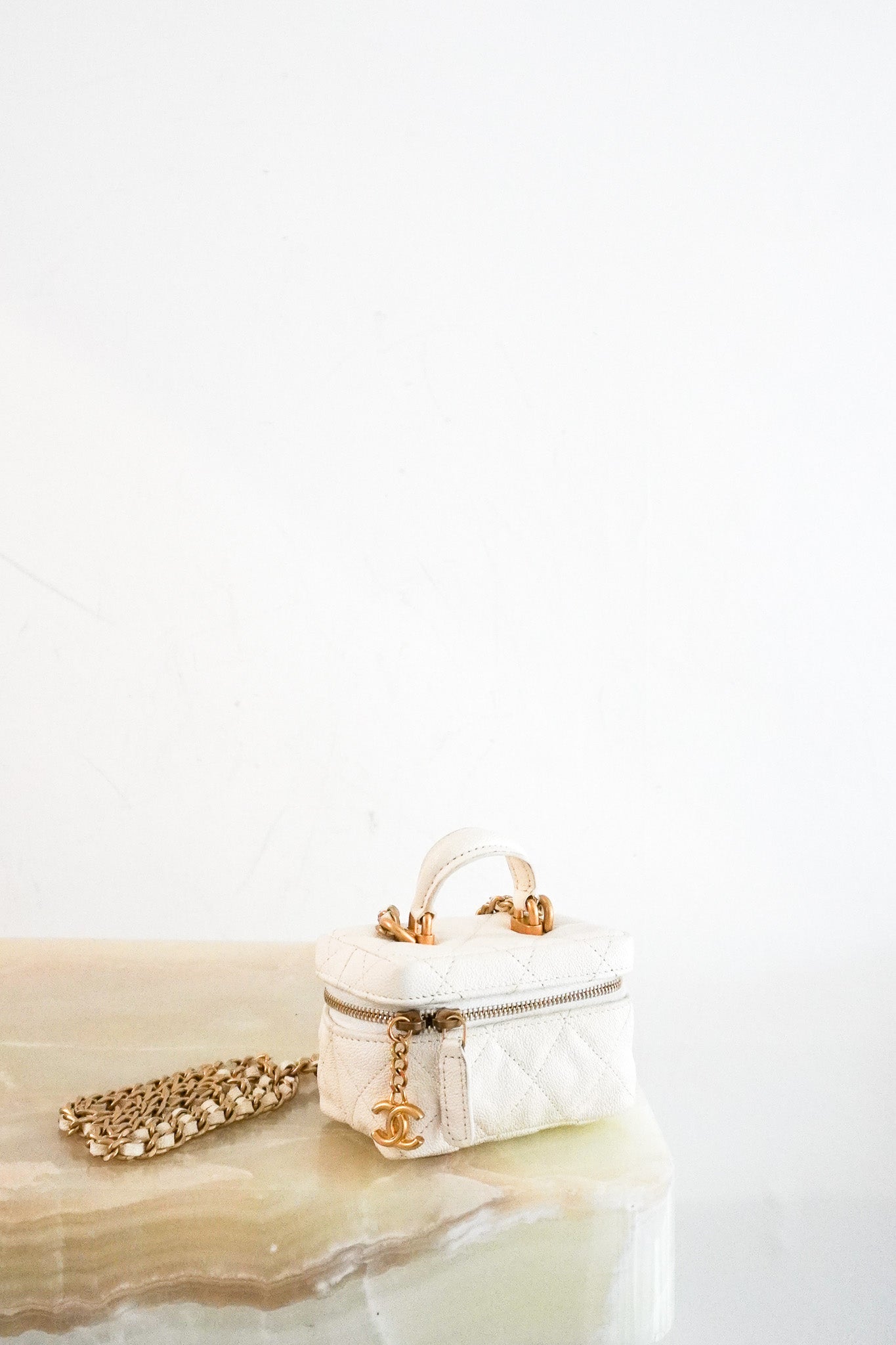 RARE Chanel Caviar Mini Vanity Bag in White RRP £2210 | Authentic Preloved - Reloved Again