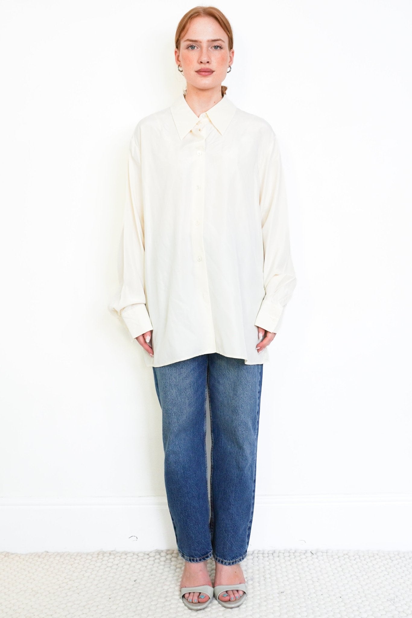 RÓHE Cream Oversized Silk Shirt front photo chelsea london