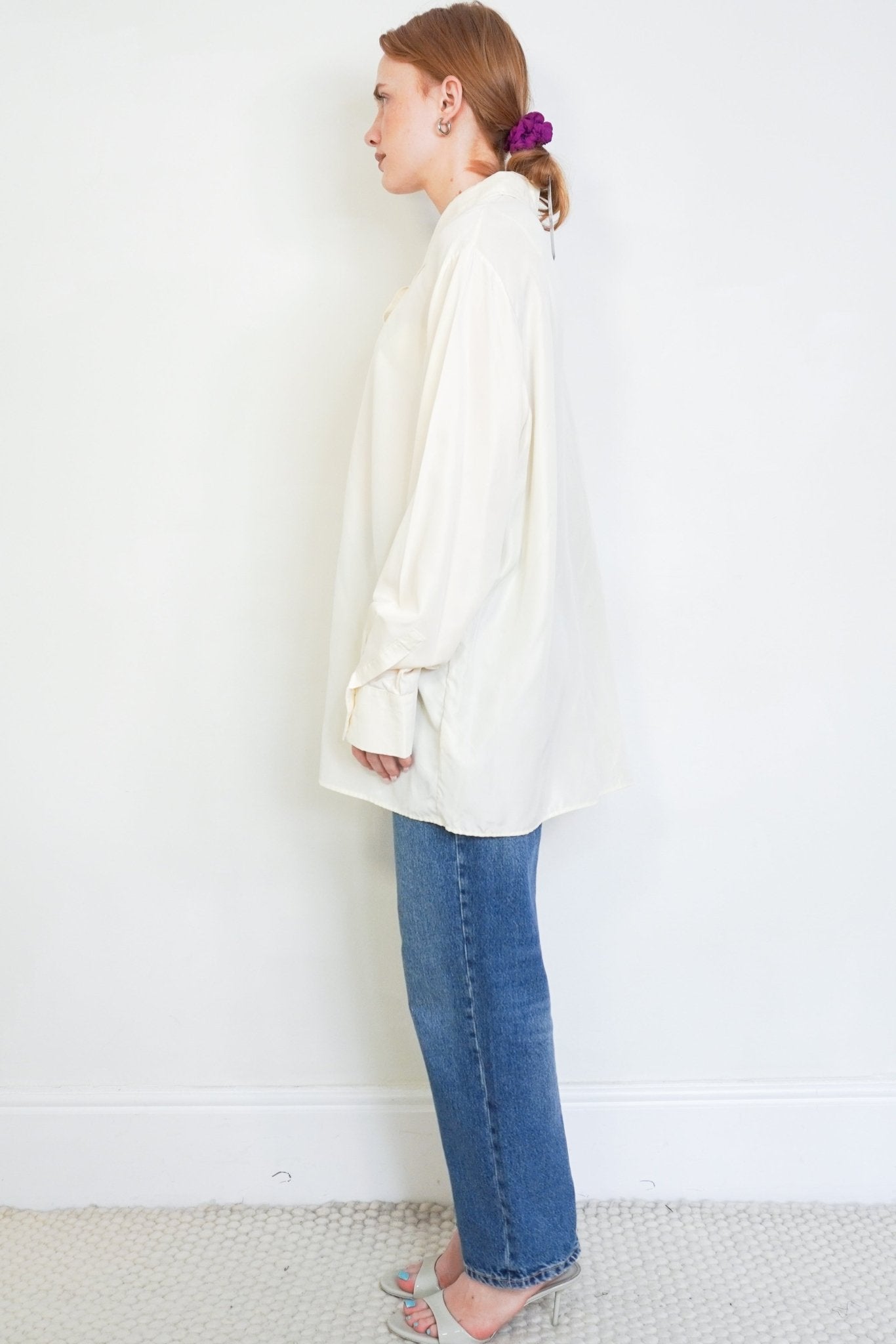 RÓHE Cream Oversized Silk Shirt side photo chelsea london