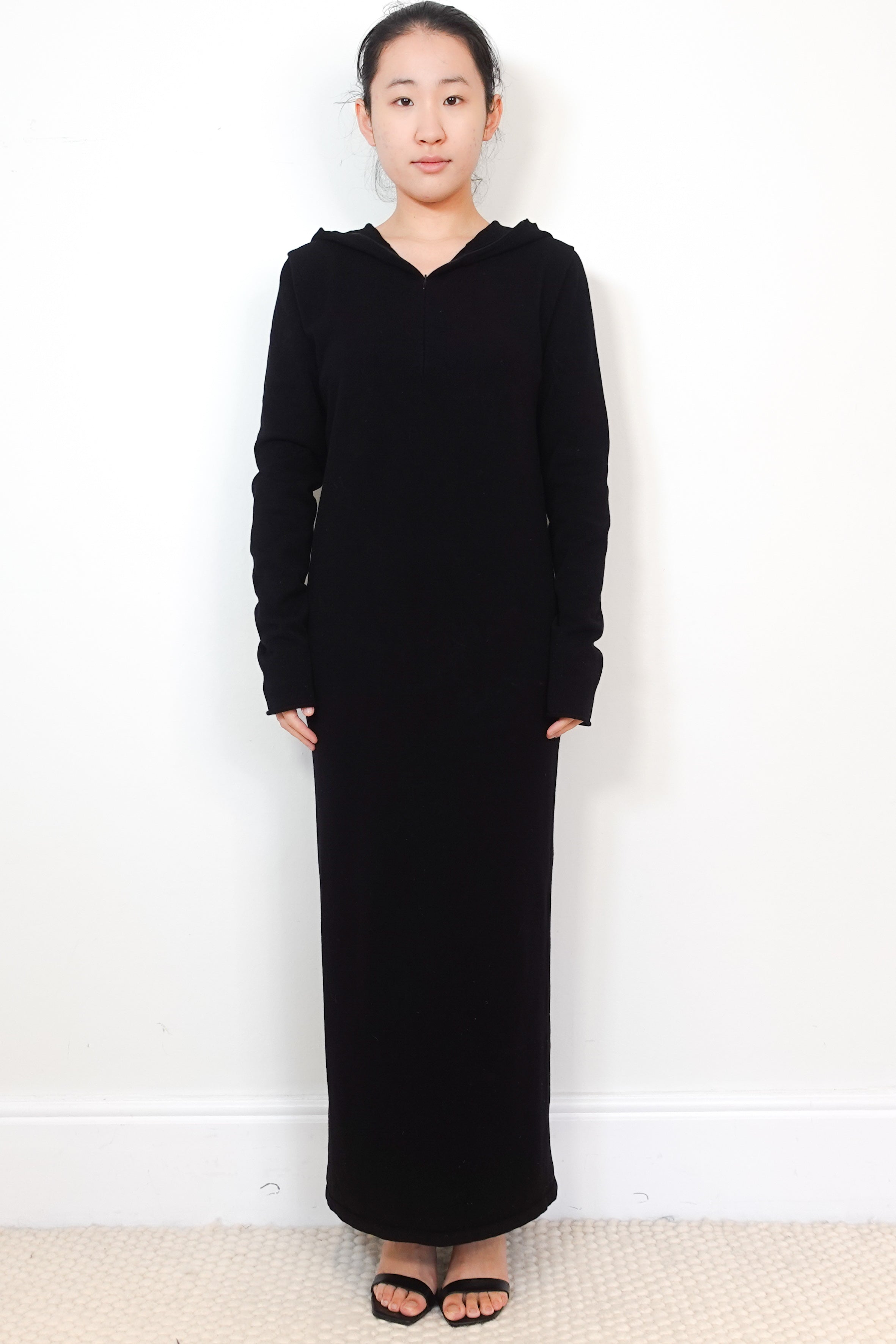 Raey-Black-Hooded-Sweater-Dress-front-picture-Chelsea-London