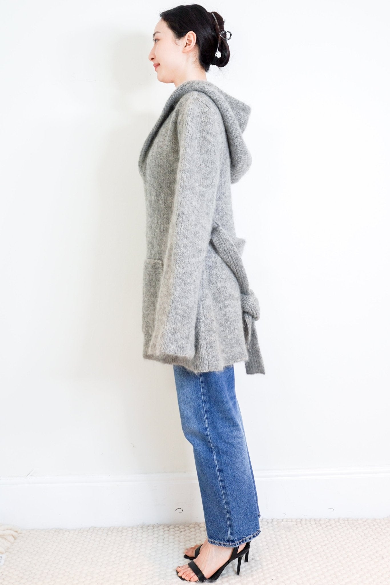Raey-Grey-Wool-Hooded-Knit-Jumper-side-picture-Chelsea-London