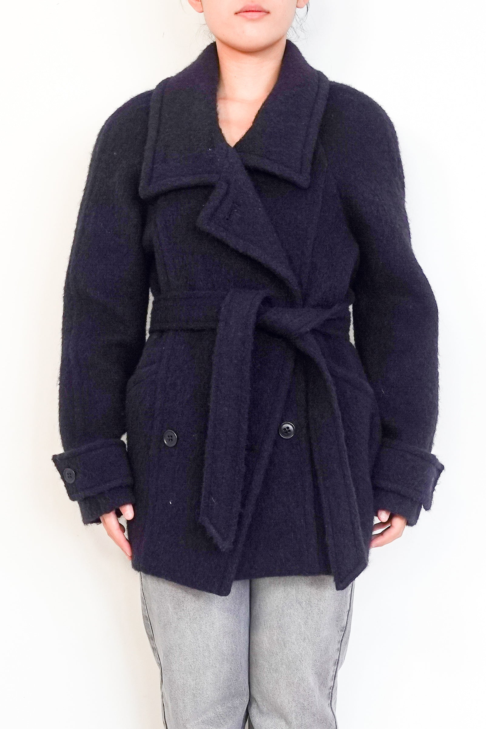 Raey-Navy-Boiled-Wool-Oversized-Belted-Coat-Front-picture-