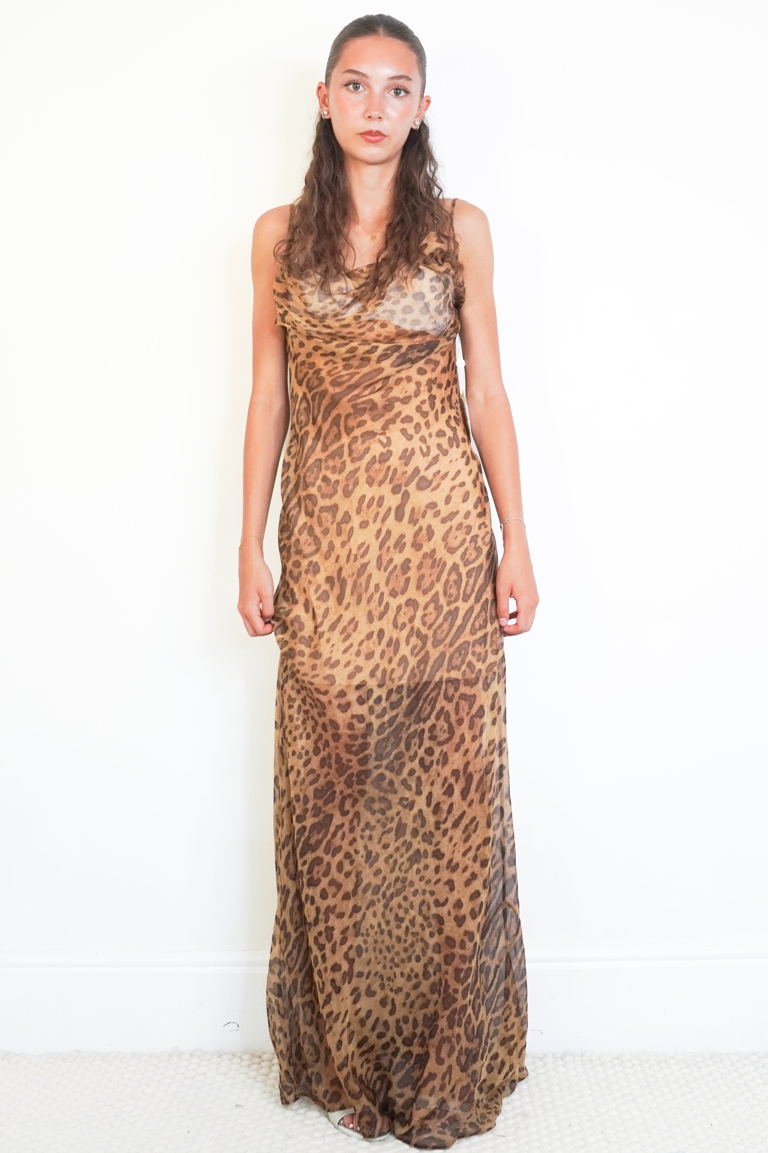 Rat &amp; Boa Valentina Leopard Print Silk Maxi Dress front photo chelsea london