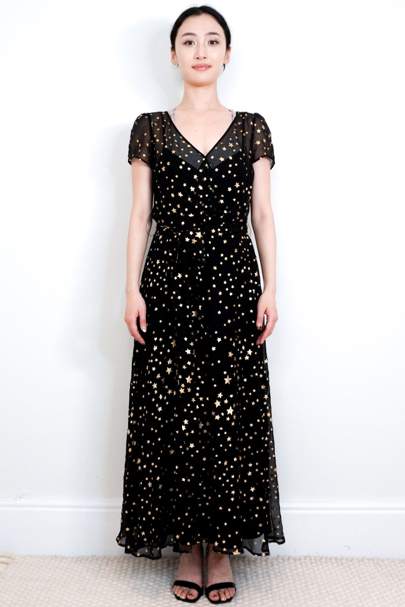 Red Valentino Black Star - Print Chiffon Maxi Dress RRP £800 | Authentic Preloved - Reloved Again