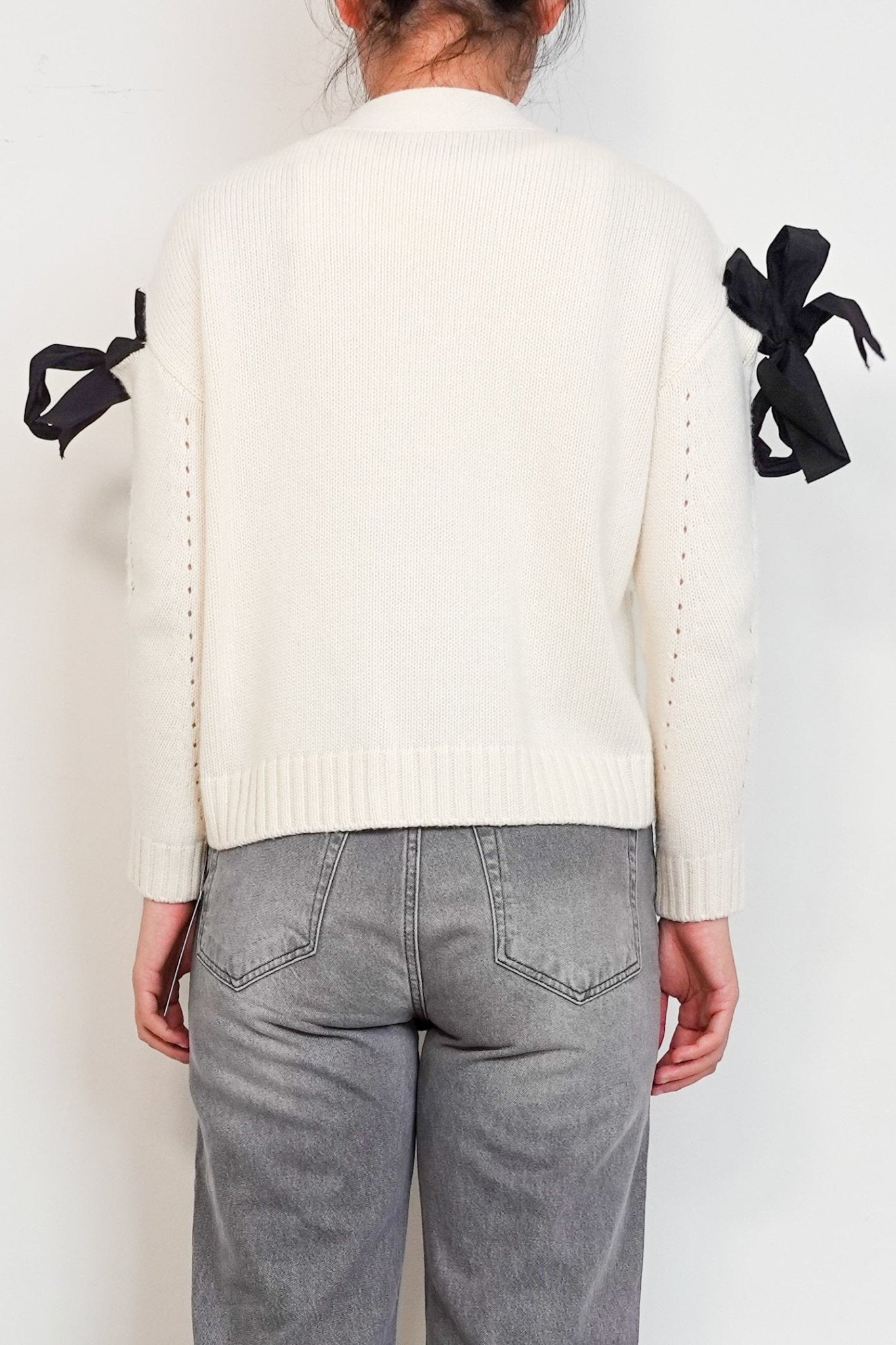 Red Valentino Cream Cardigan with Black Bows RRP £250 | Authentic Preloved - Reloved Again