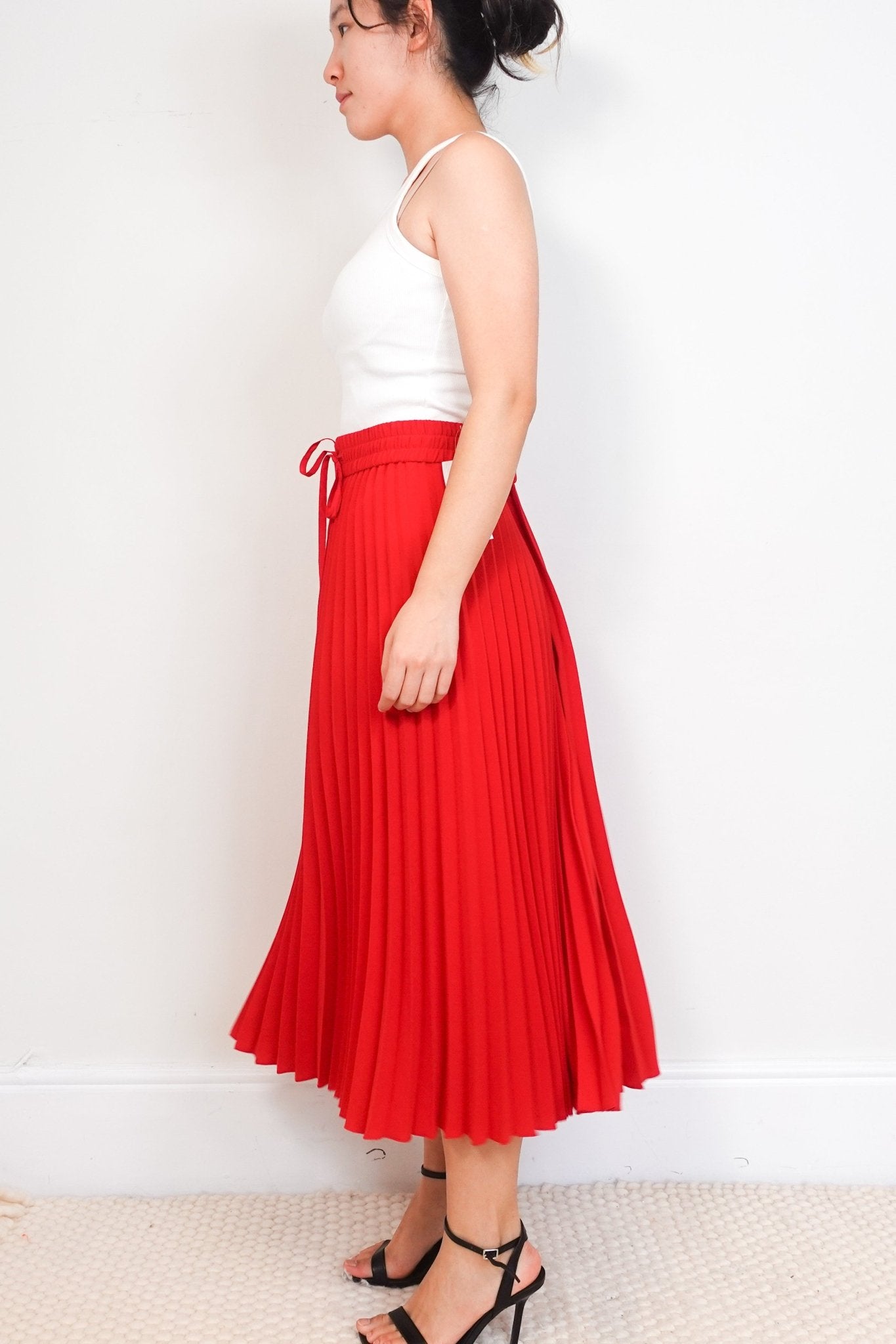 Red Valentino accordion midi skirt in red RRP £230 | Authentic Preloved - Reloved Again