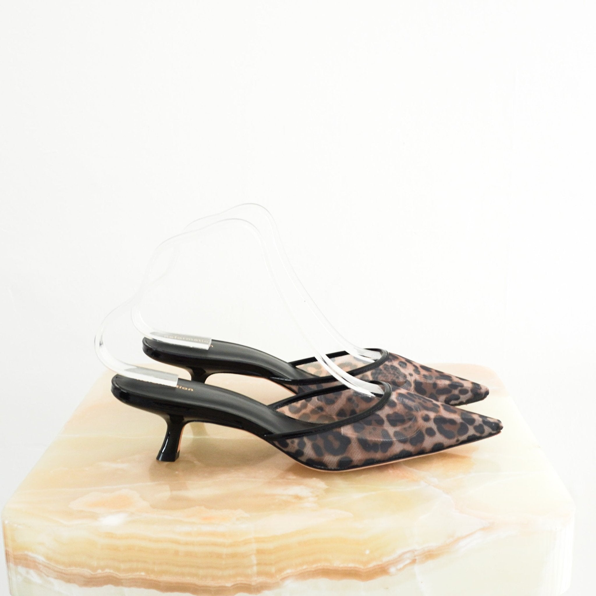 Reformation Leopard Mesh Kitten Heels RRP £298 | Authentic Preloved - Reloved Again