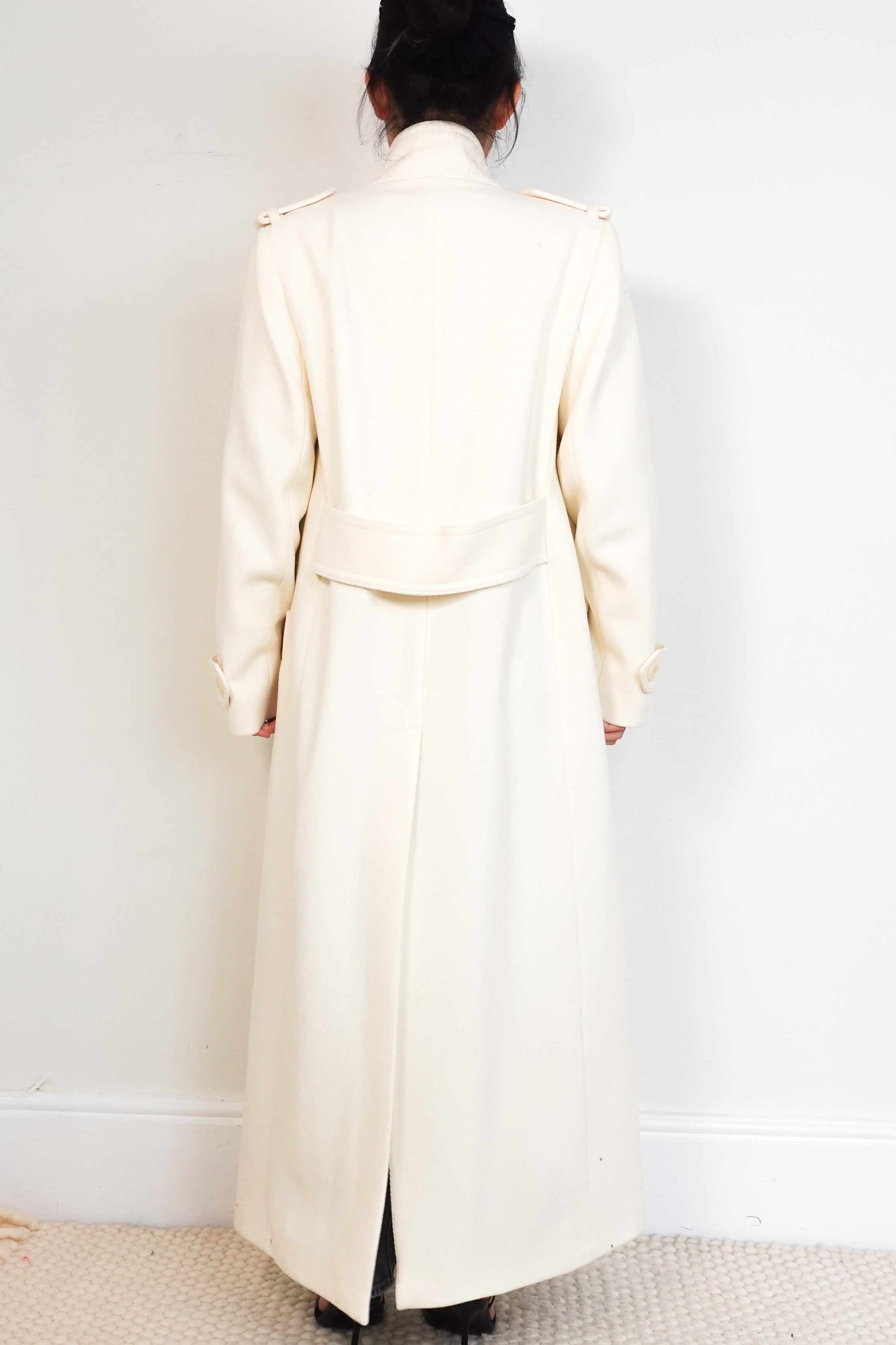 Reiss-Atelier-Cream-Wool-Long-Trench-Coat-back-picture-Chelsea-London