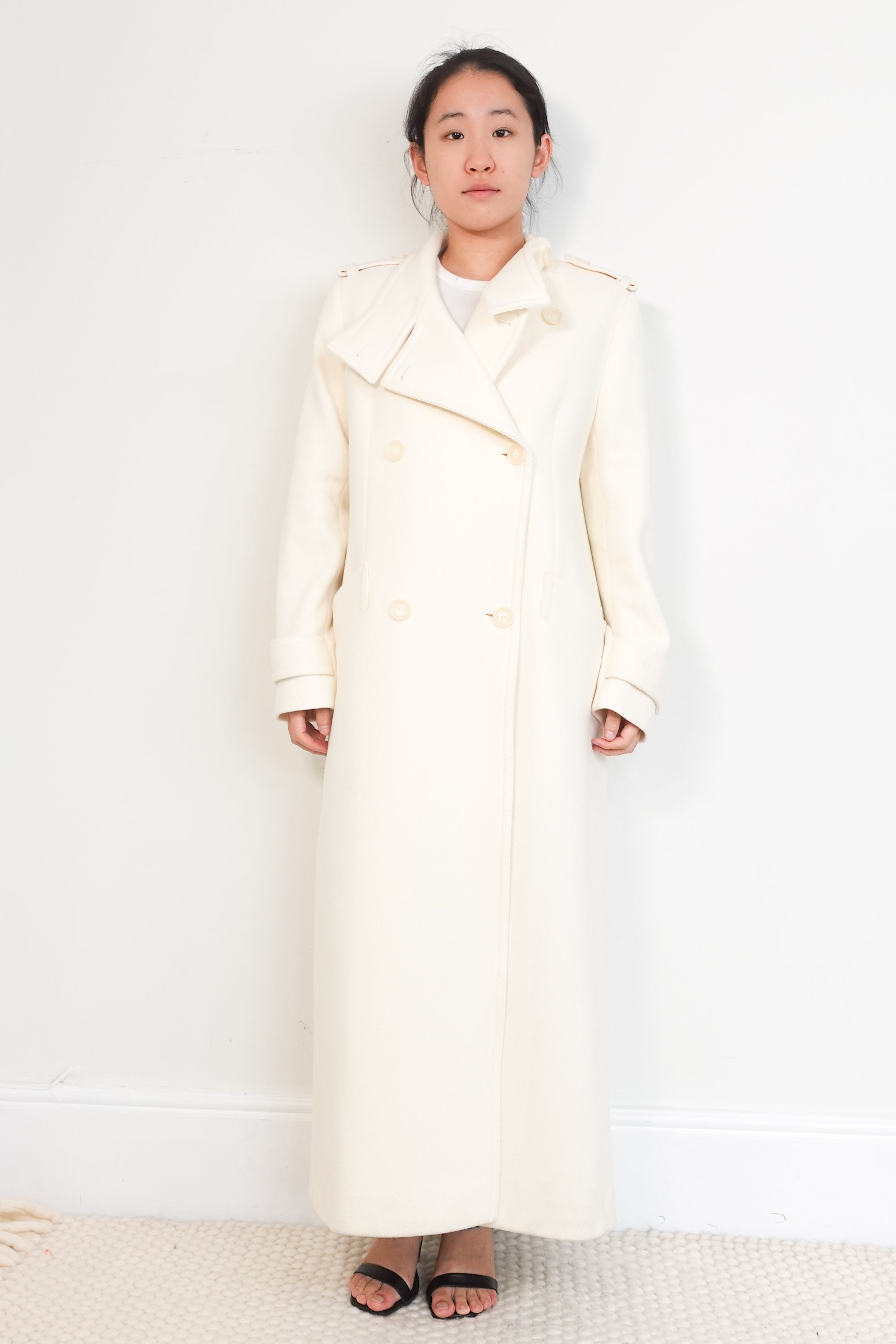 Reiss-Atelier-Cream-Wool-Long-Trench-Coat-front-picture-Chelsea-London