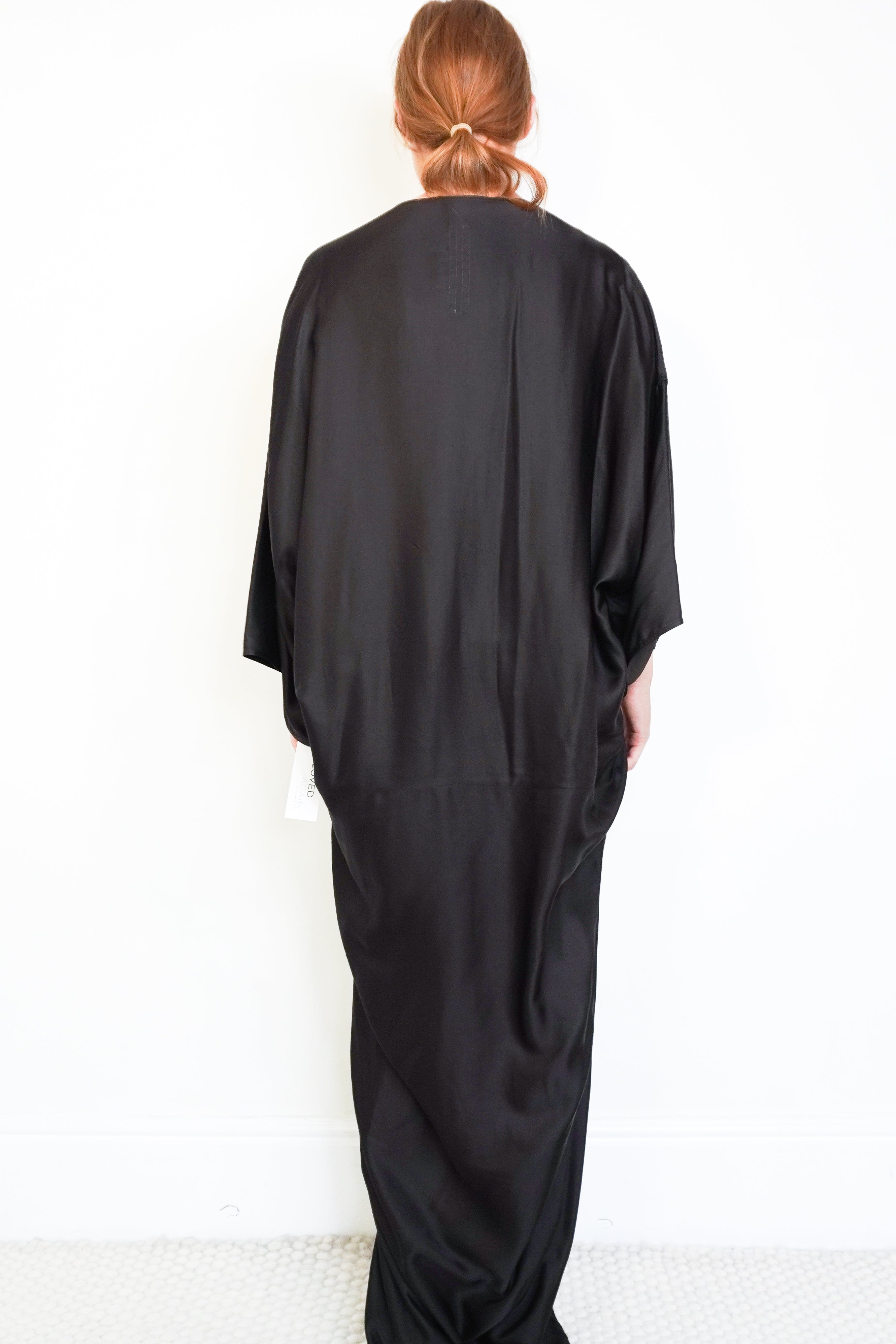 Rick Owens Black Draped Satin Gown back photo chelsea london
