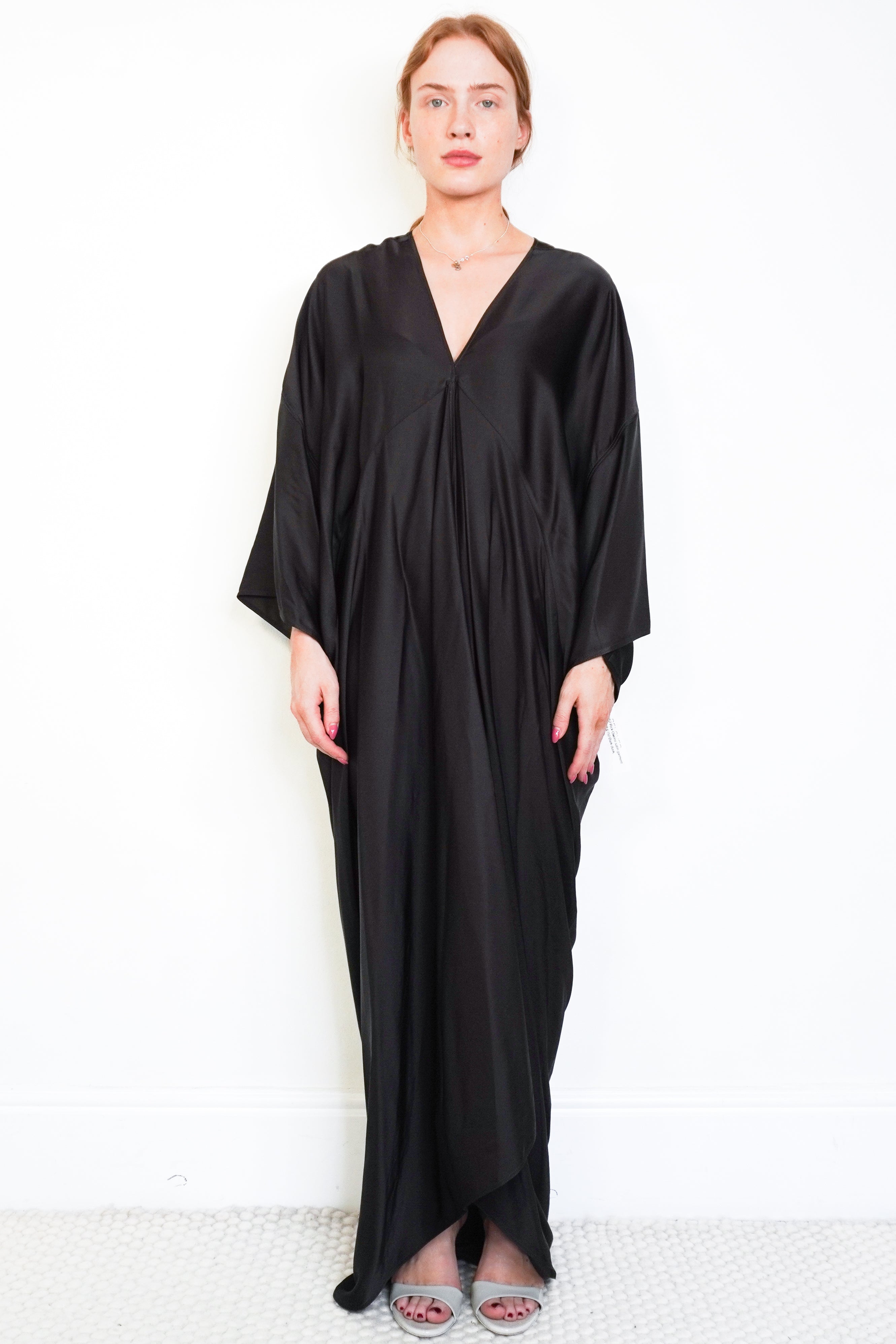 Rick Owens Black Draped Satin Gown front photo chelsea london