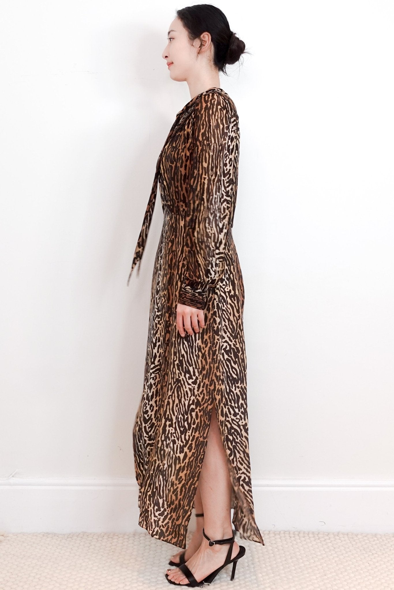 Rixo Brown Leopard Chiffon Dress RRP £265 | final sale Authentic Preloved - Reloved Again