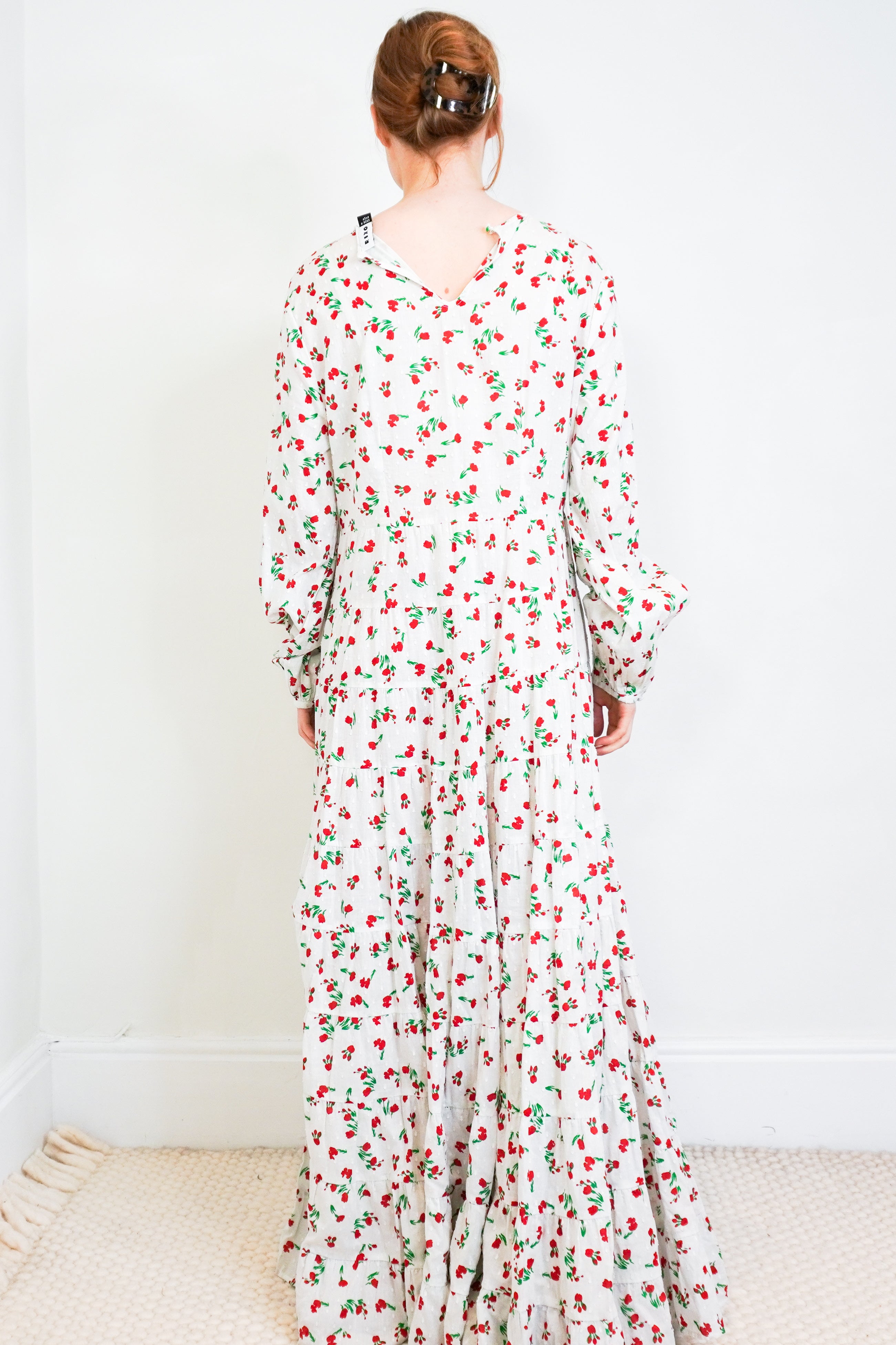 Rixo-White-and-Red-Floral-Maxi-Dress-back-picture-Chelsea-London