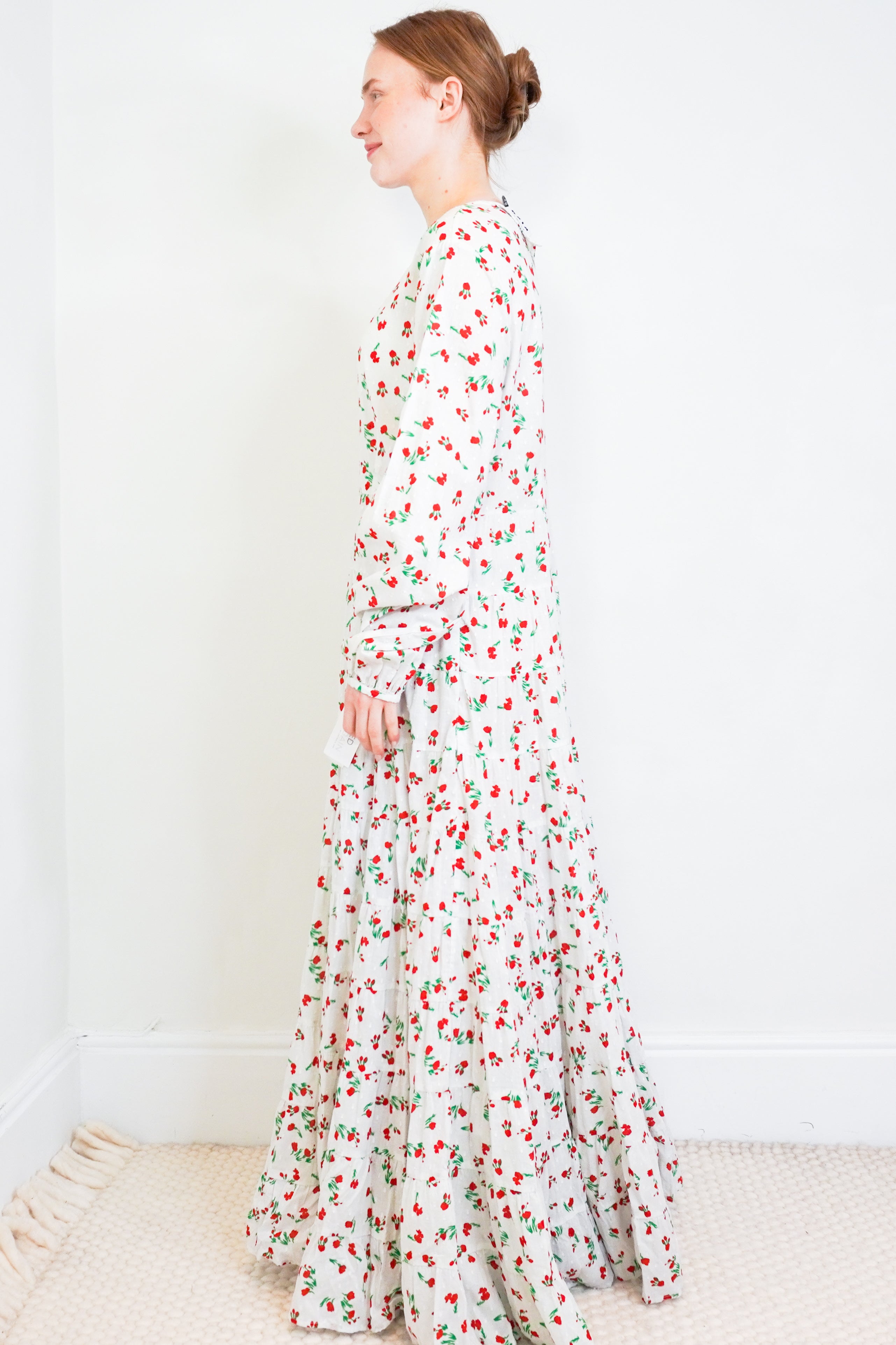 Rixo-White-and-Red-Floral-Maxi-Dress-side-picture-Chelsea-London