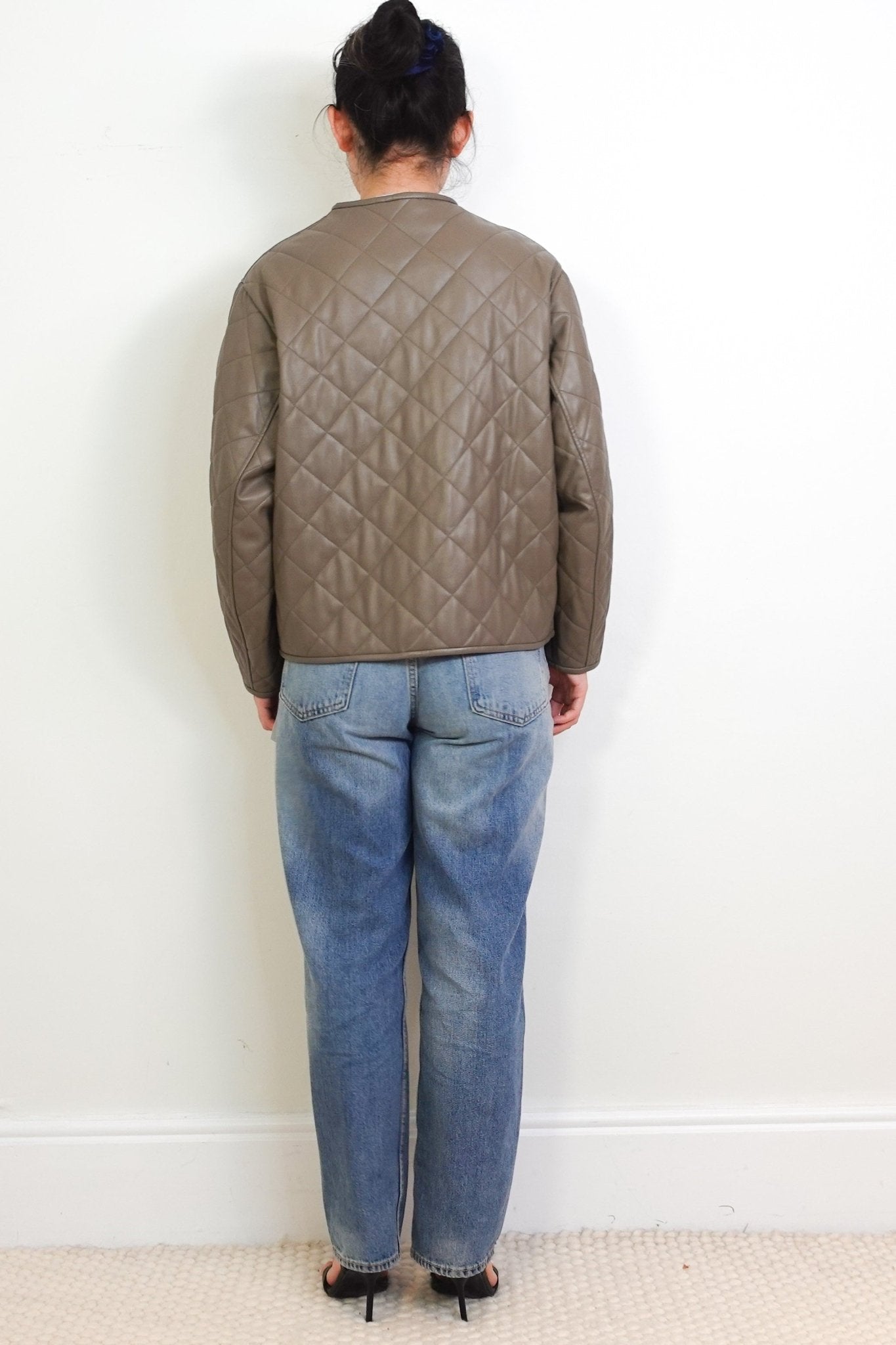 Rohe Khaki Green Quilted Pleather Jacket RRP £300 | Authentic Preloved - Reloved Again