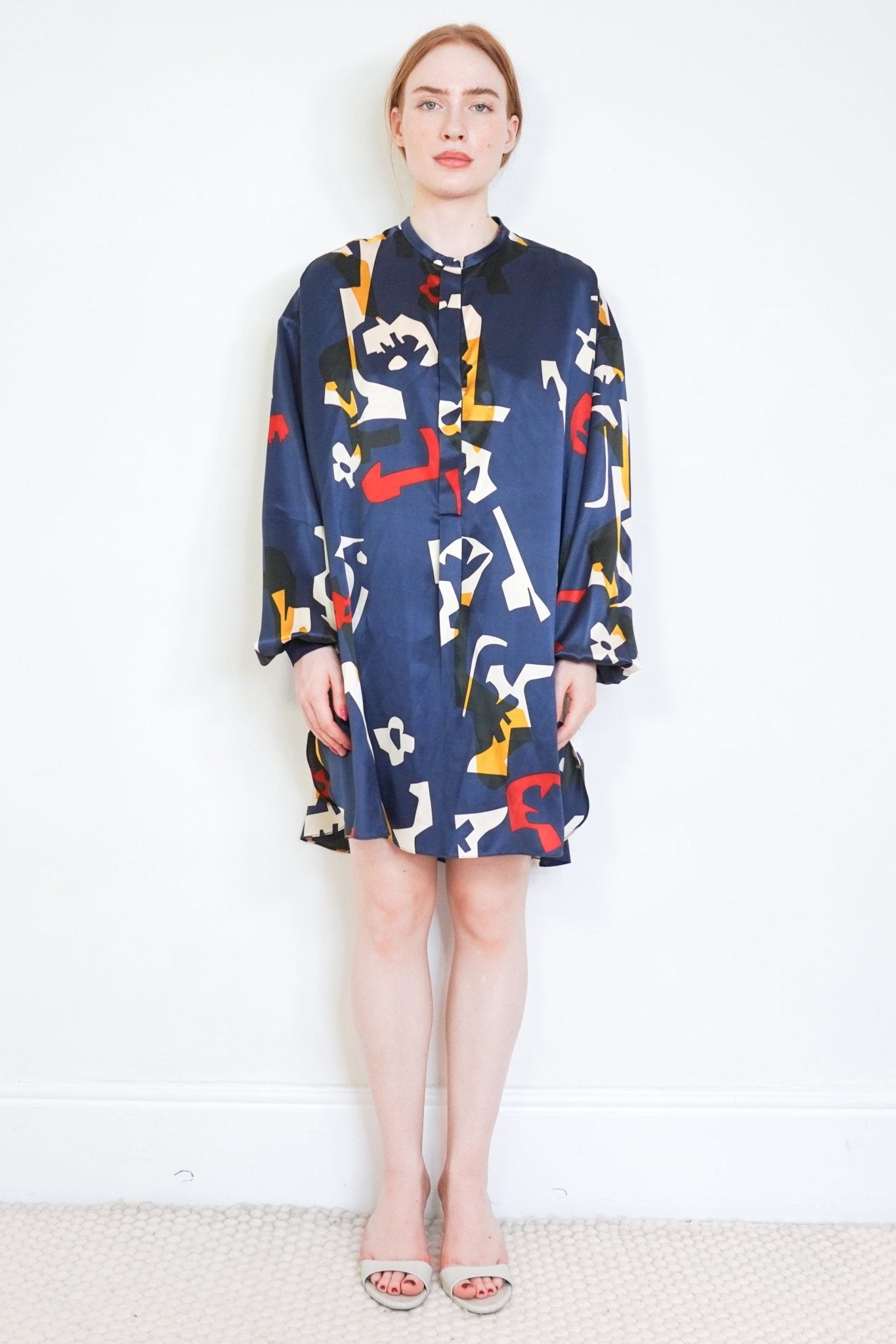 Roksanda Navy Abstract Print Silk Tunic Dress (RRP £895) | Authentic Preloved - Reloved Again
