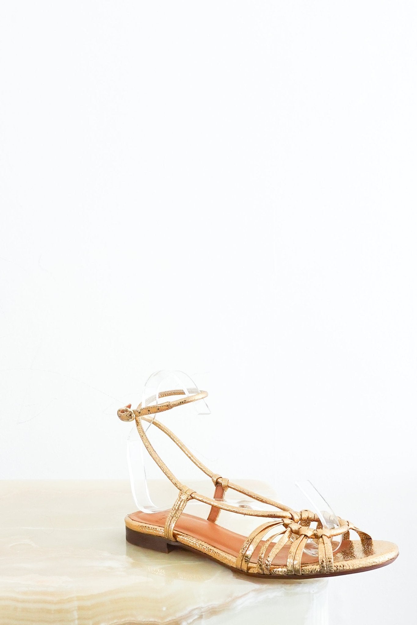 Sézane Gloria Metallic Gold Leather Flats RRP £170 | Authentic Preloved - Reloved Again